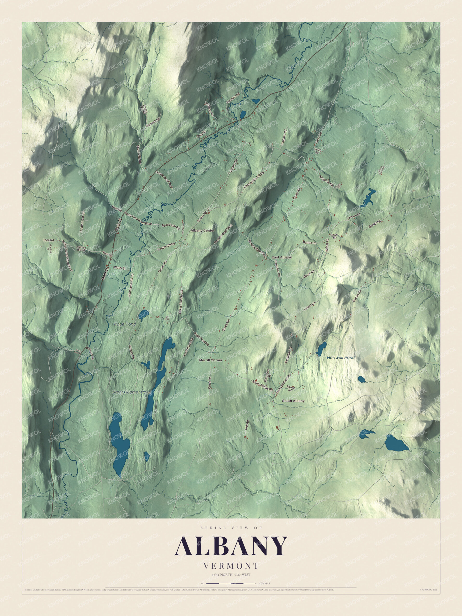 Protected watermarked complete map of Albany, Vermont