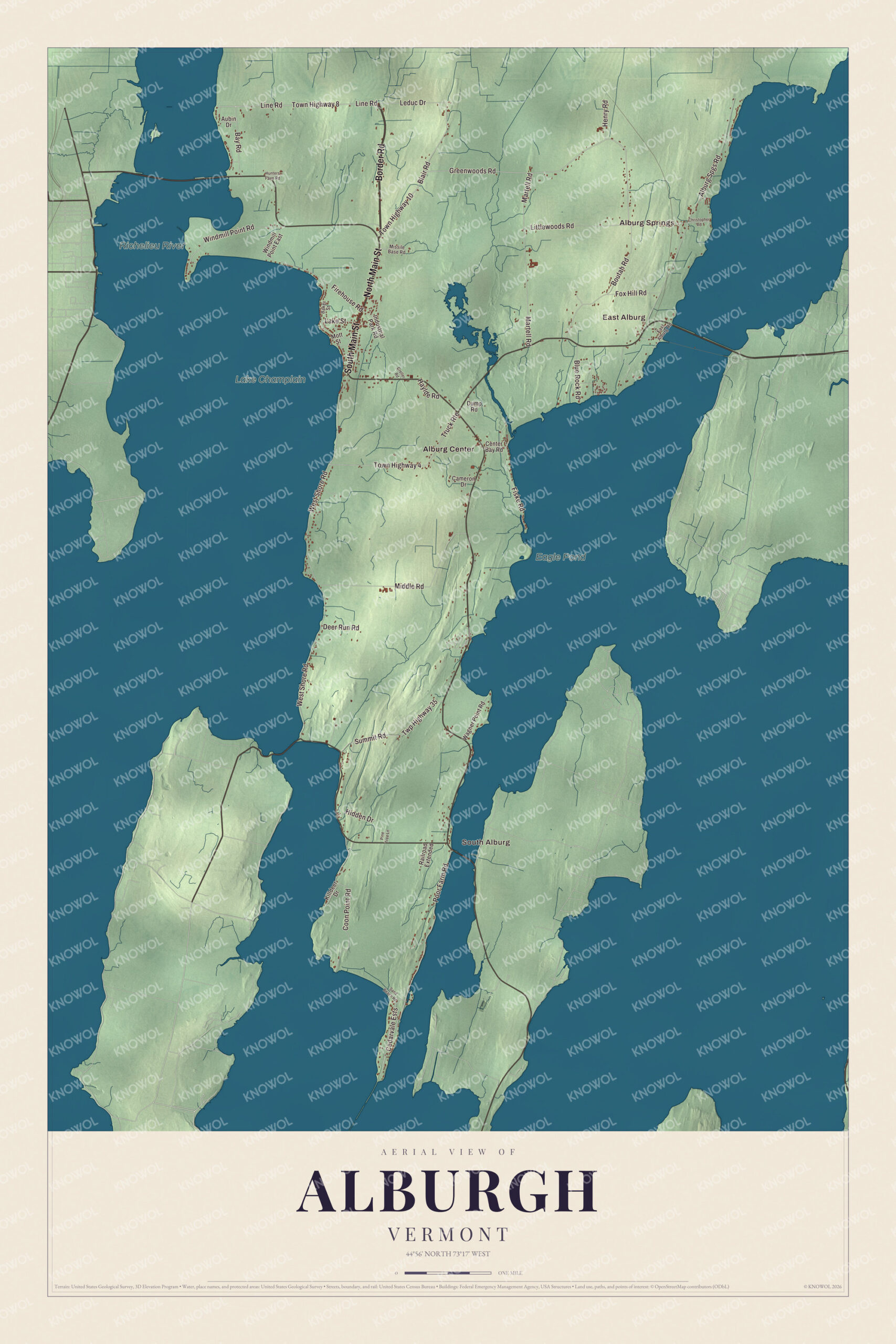 Protected watermarked complete map of Alburgh, Vermont