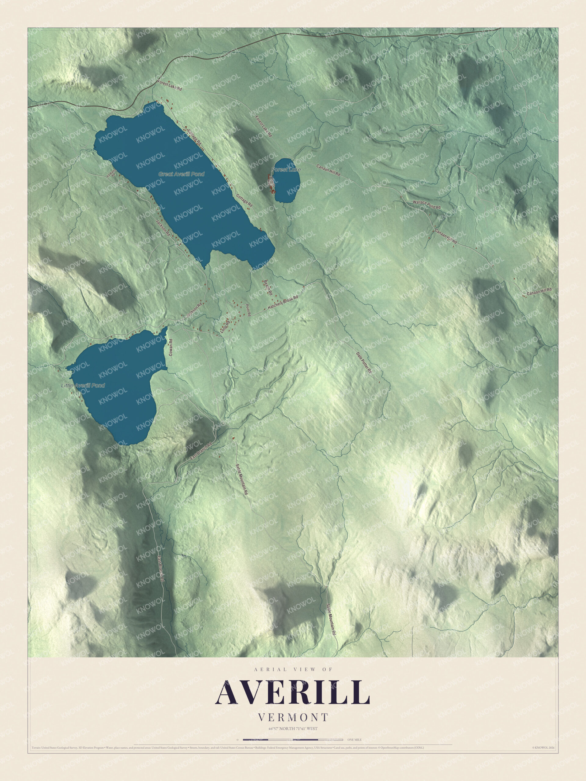 Protected watermarked complete map of Averill, Vermont
