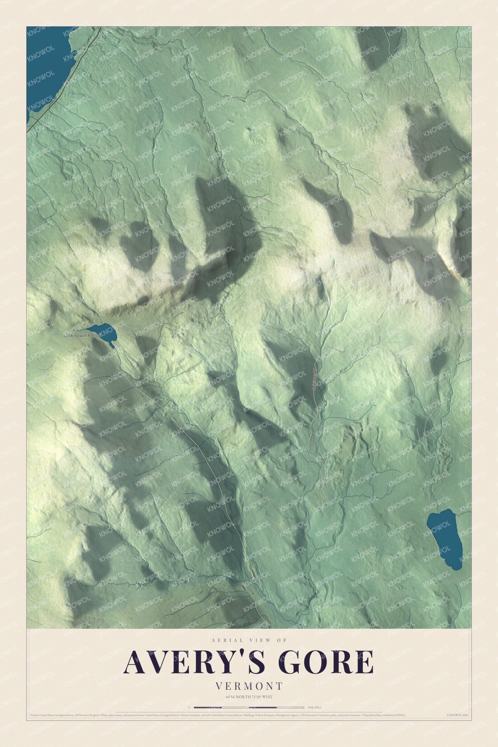 Protected watermarked complete map of Avery's Gore, Vermont