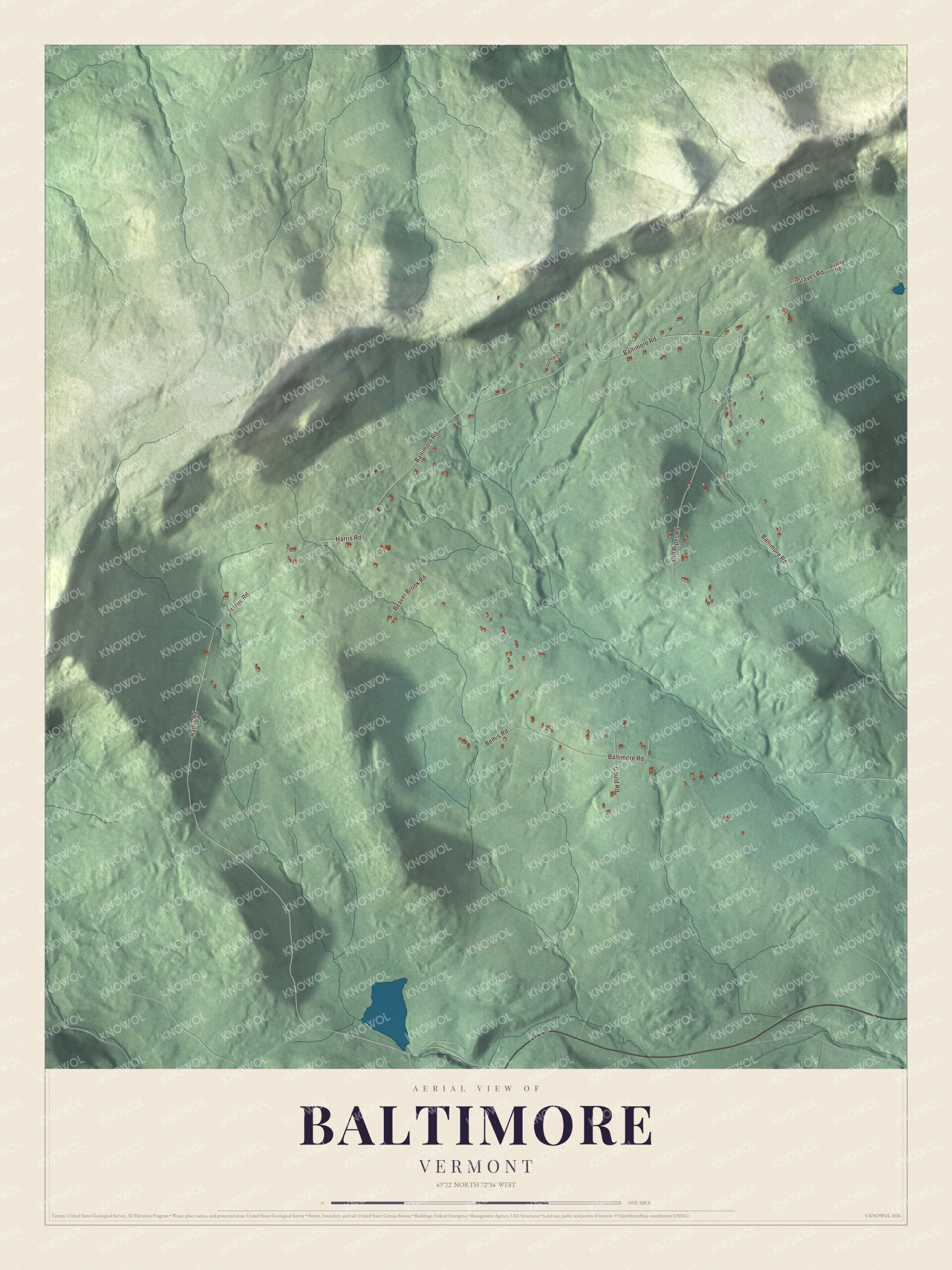 Protected watermarked complete map of Baltimore, Vermont