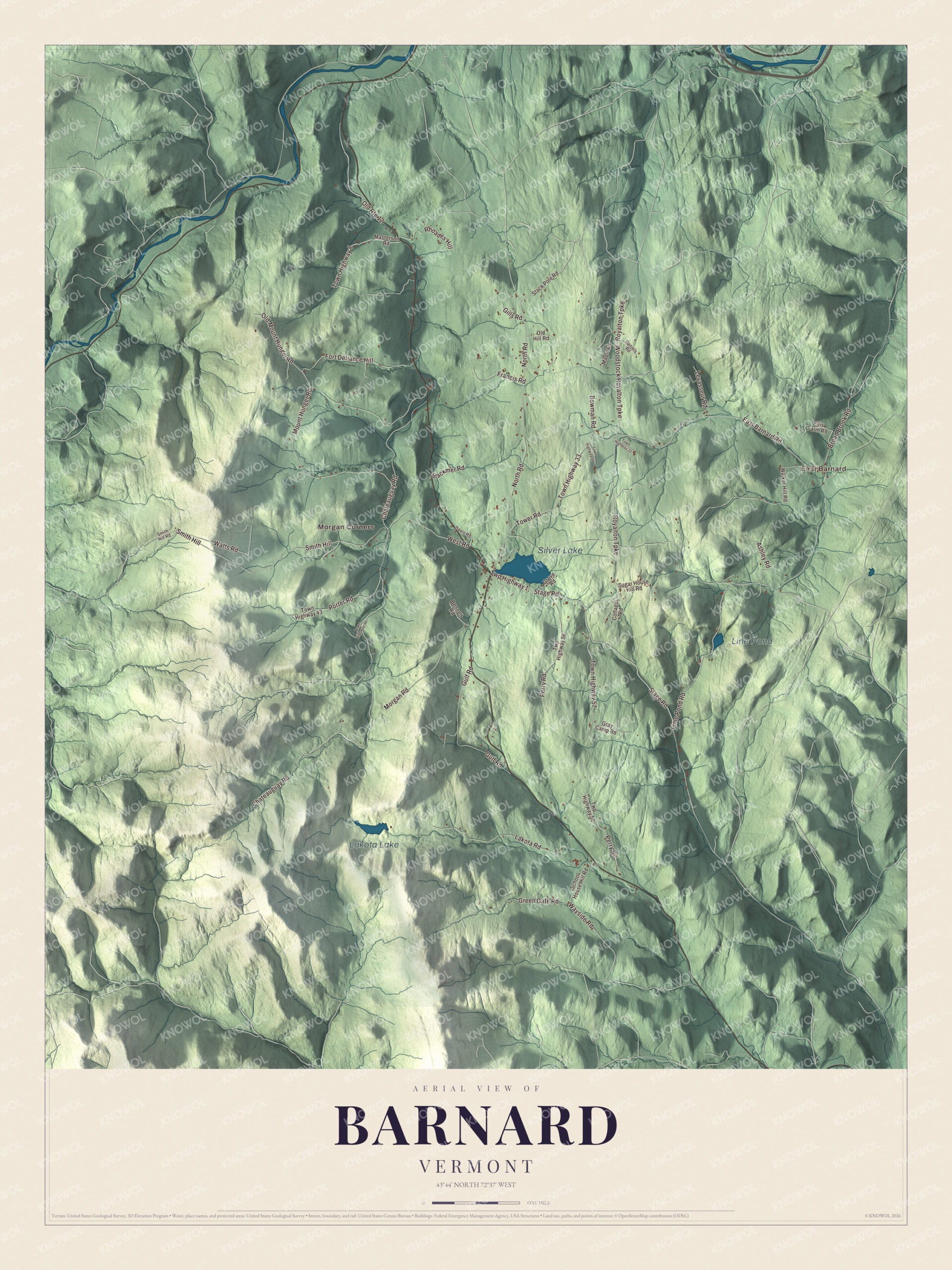 Protected watermarked complete map of Barnard, Vermont