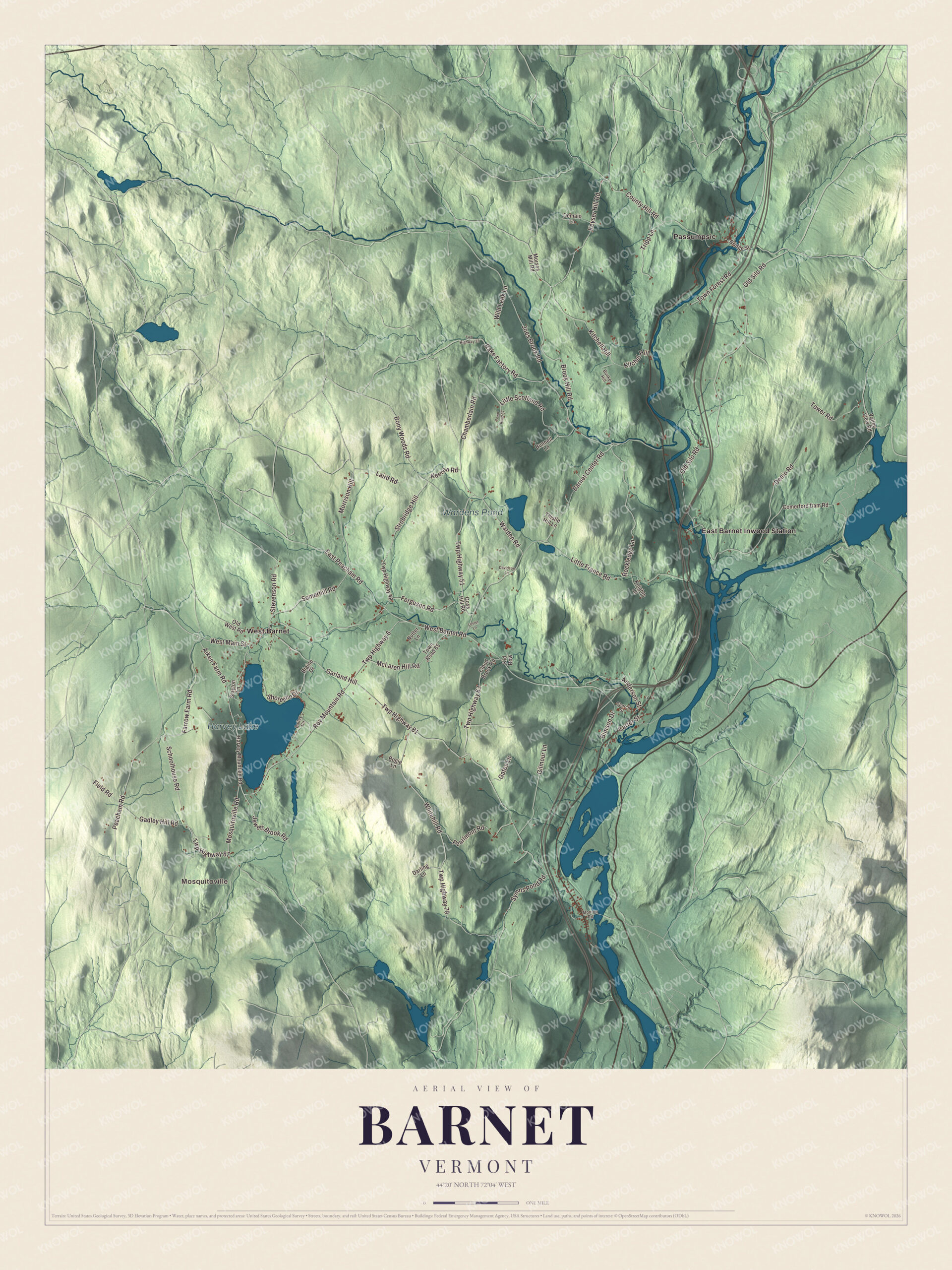 Protected watermarked complete map of Barnet, Vermont