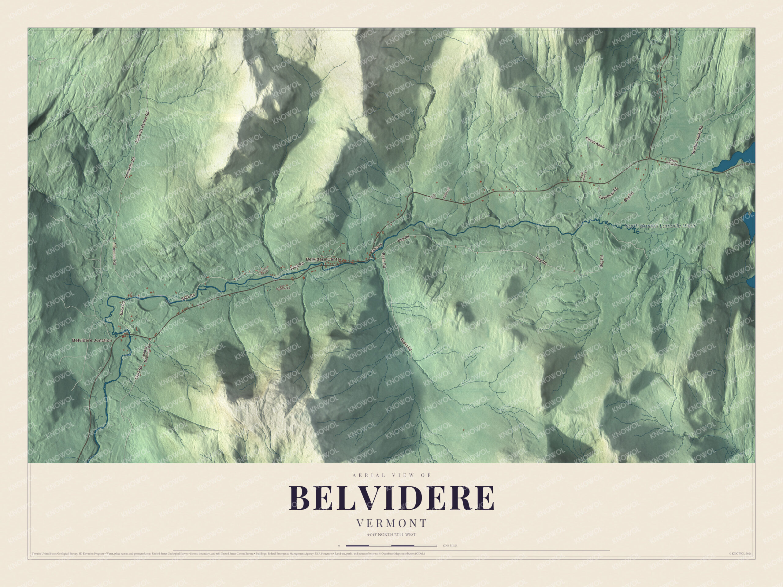 Protected watermarked complete map of Belvidere, Vermont