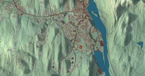 Close-up of the Brattleboro, Vermont aerial map
