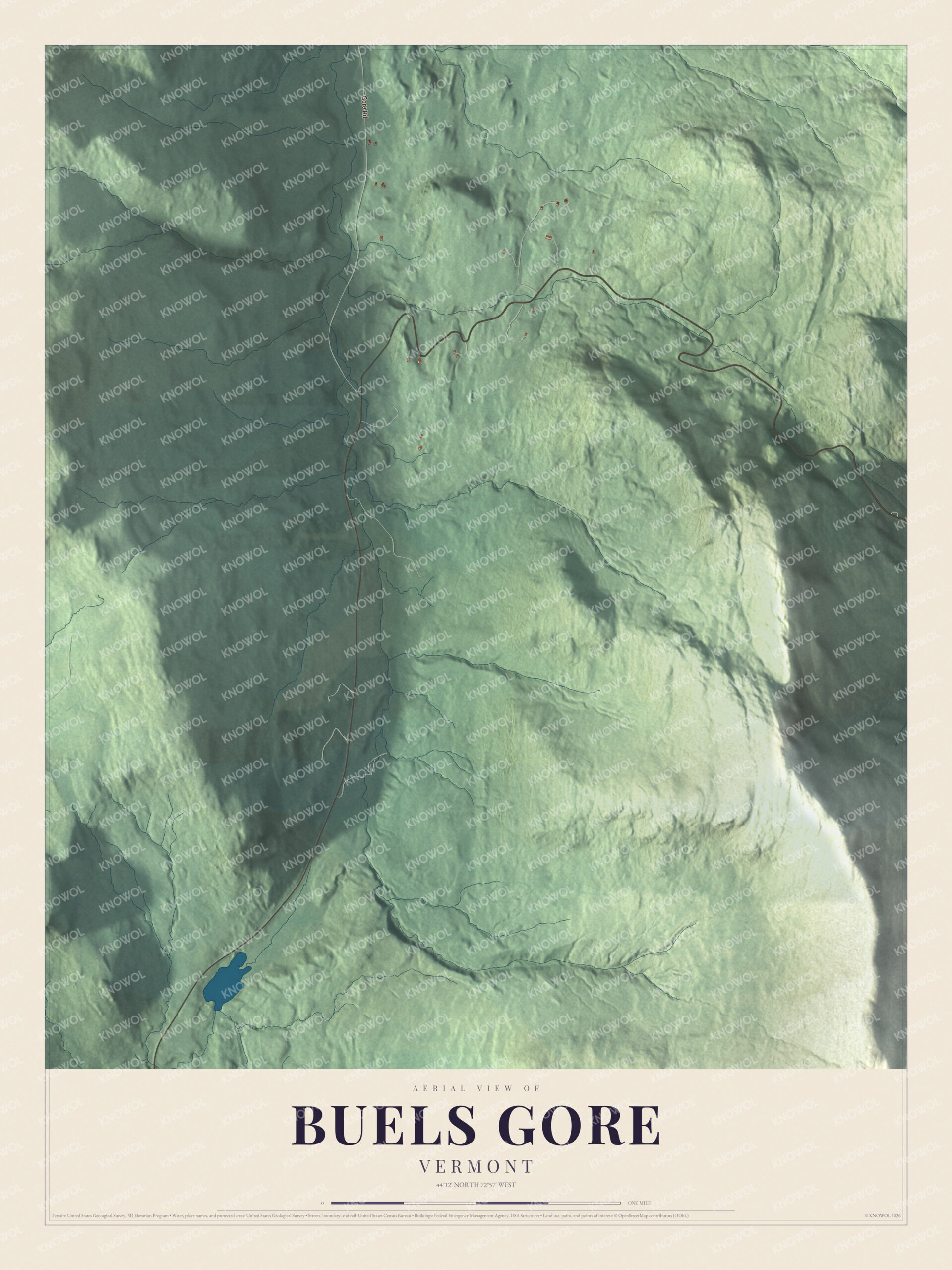 Protected watermarked complete map of Buels Gore, Vermont