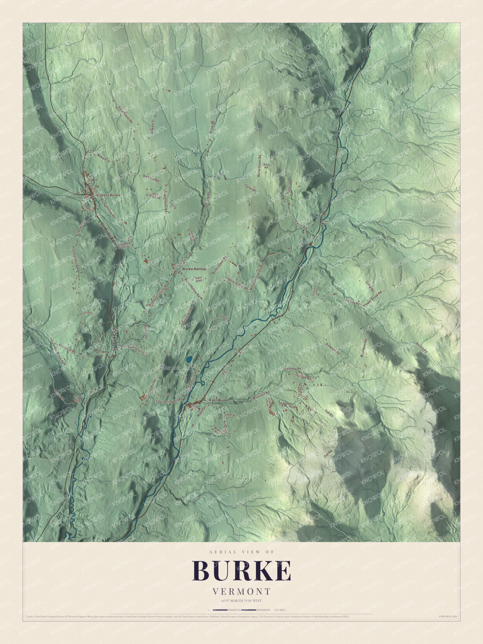 Protected watermarked complete map of Burke, Vermont