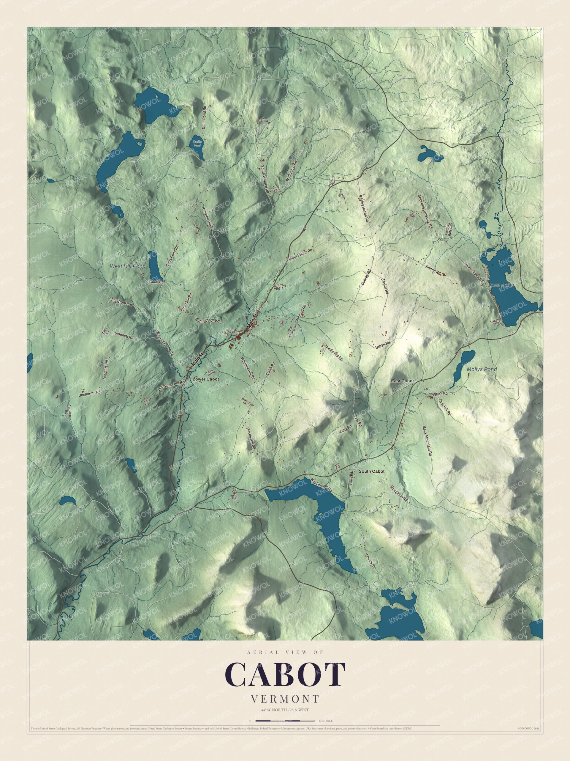 Protected watermarked complete map of Cabot, Vermont