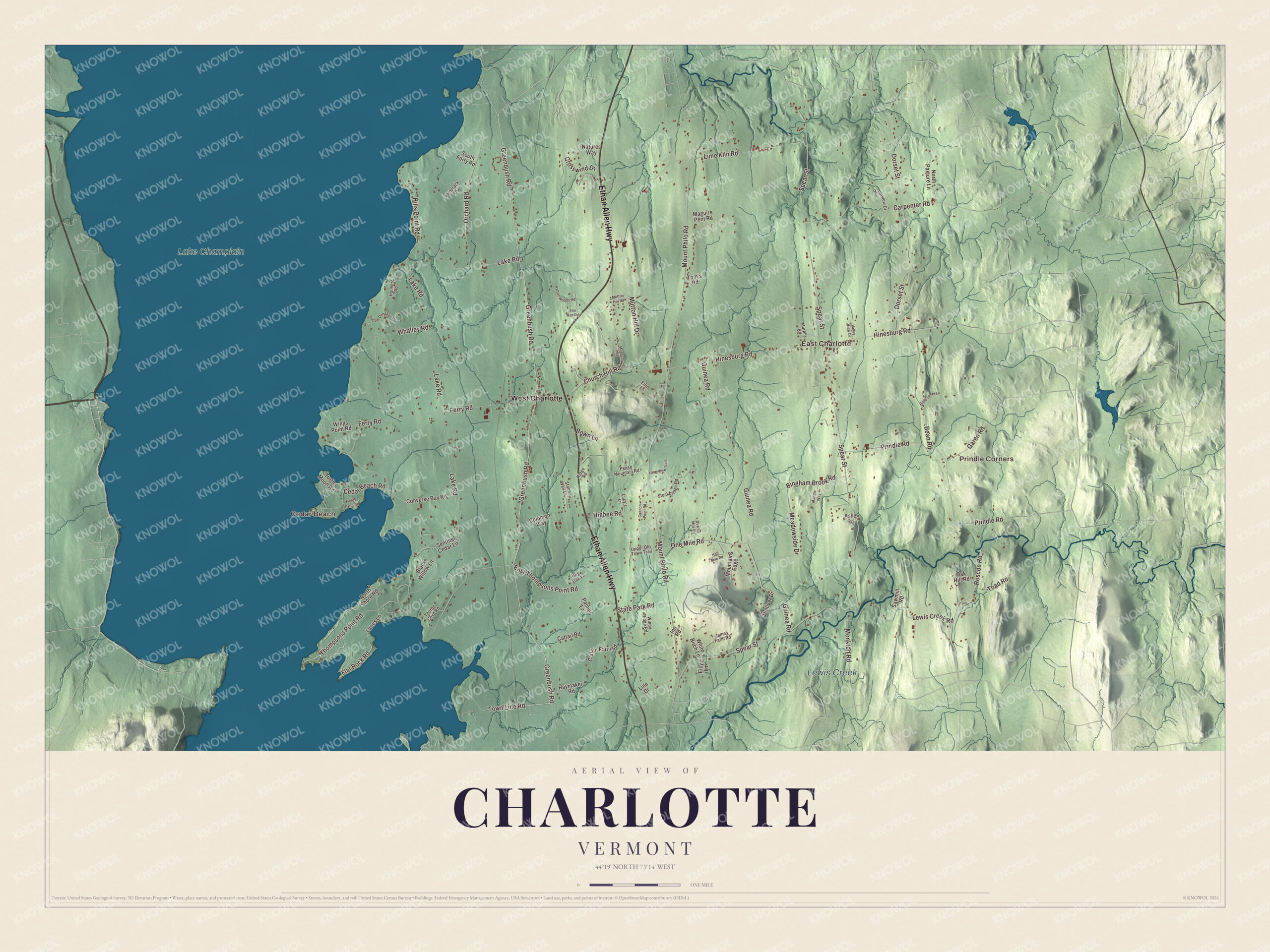 Protected watermarked complete map of Charlotte, Vermont