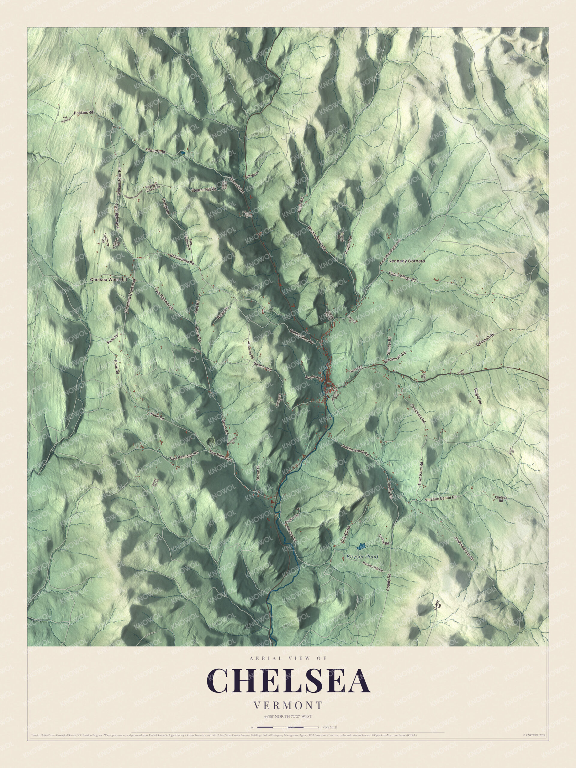 Protected watermarked complete map of Chelsea, Vermont