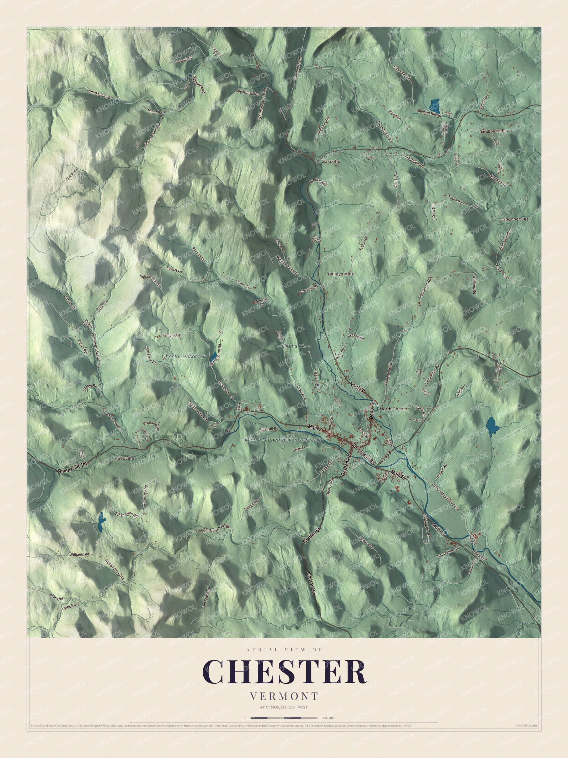 Protected watermarked complete map of Chester, Vermont