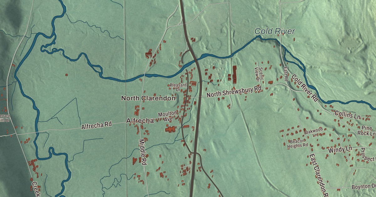 Map of Clarendon, Vermont
