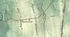 Close-up of the Cornwall, Vermont aerial map