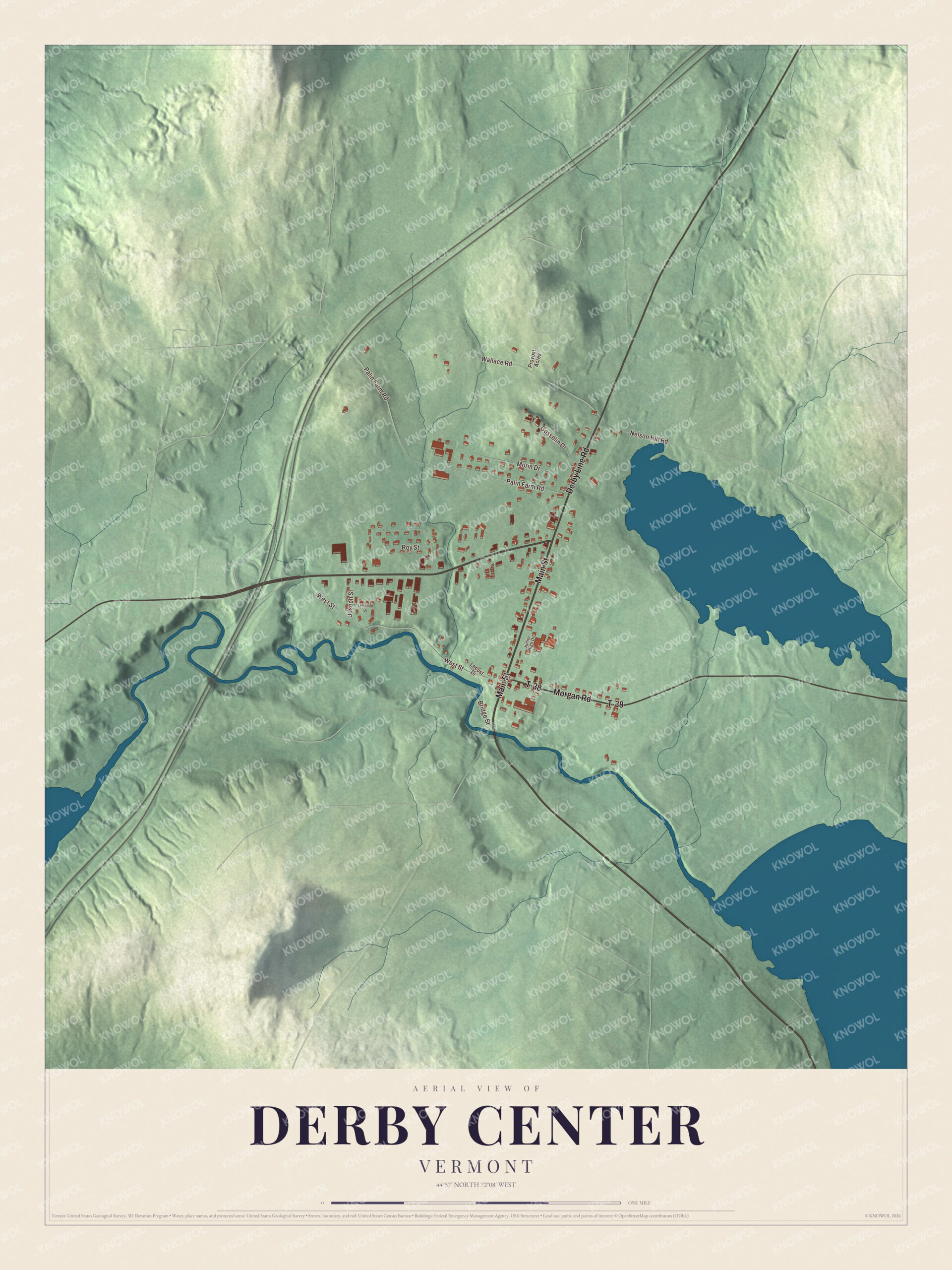 Protected watermarked complete map of Derby Center, Vermont