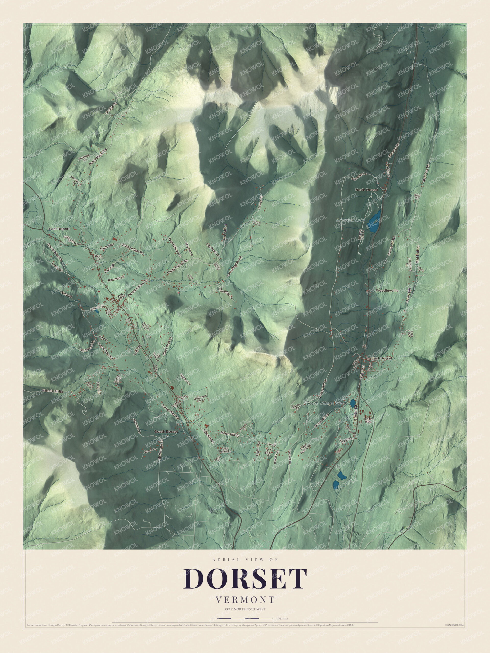 Protected watermarked complete map of Dorset, Vermont