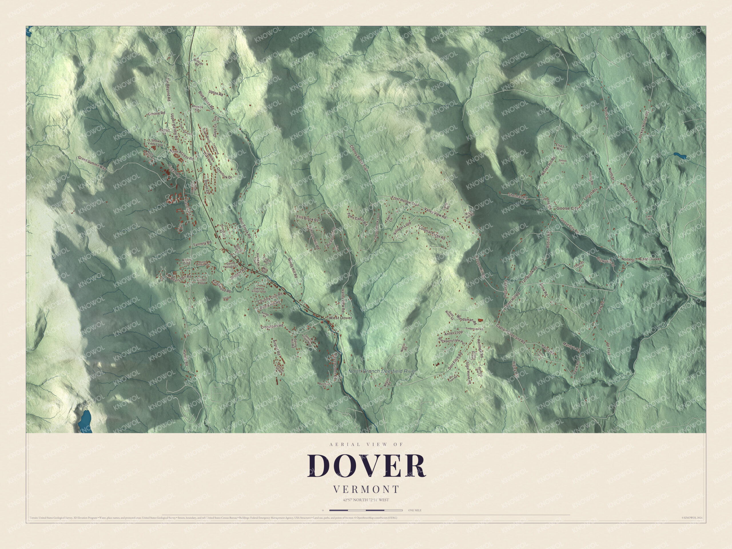 Protected watermarked complete map of Dover, Vermont