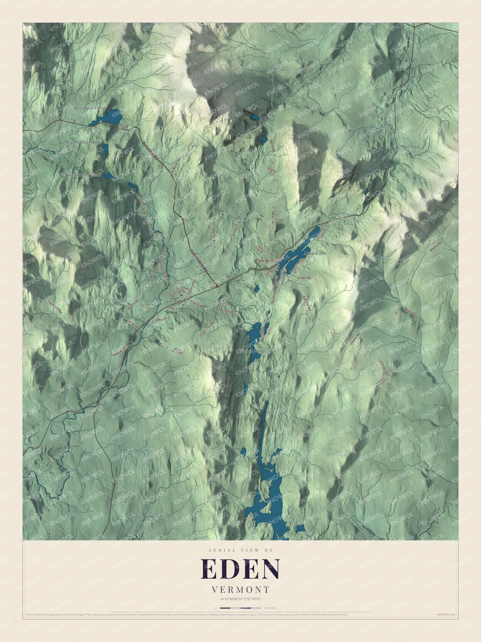 Protected watermarked complete map of Eden, Vermont