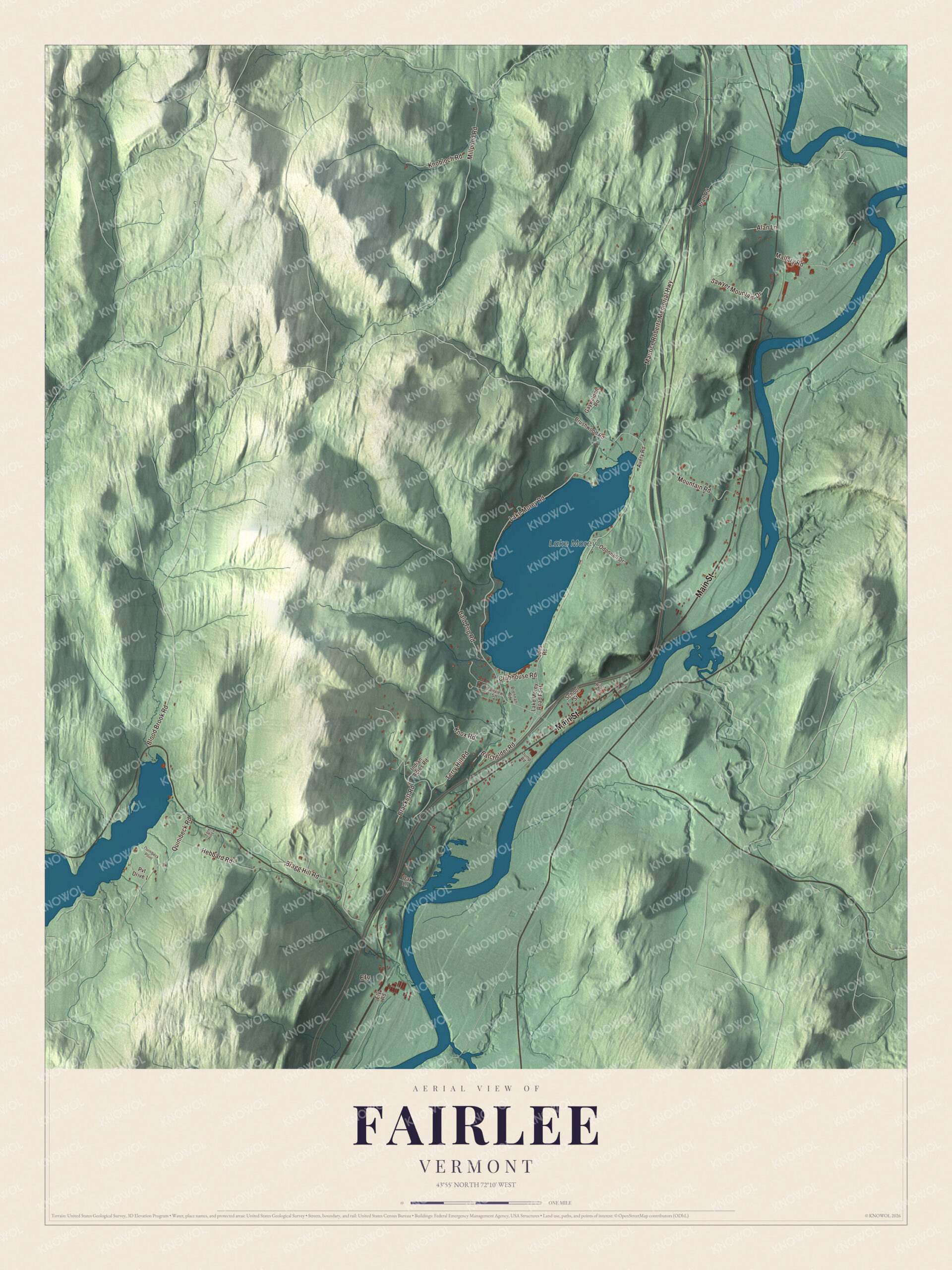 Protected watermarked complete map of Fairlee, Vermont