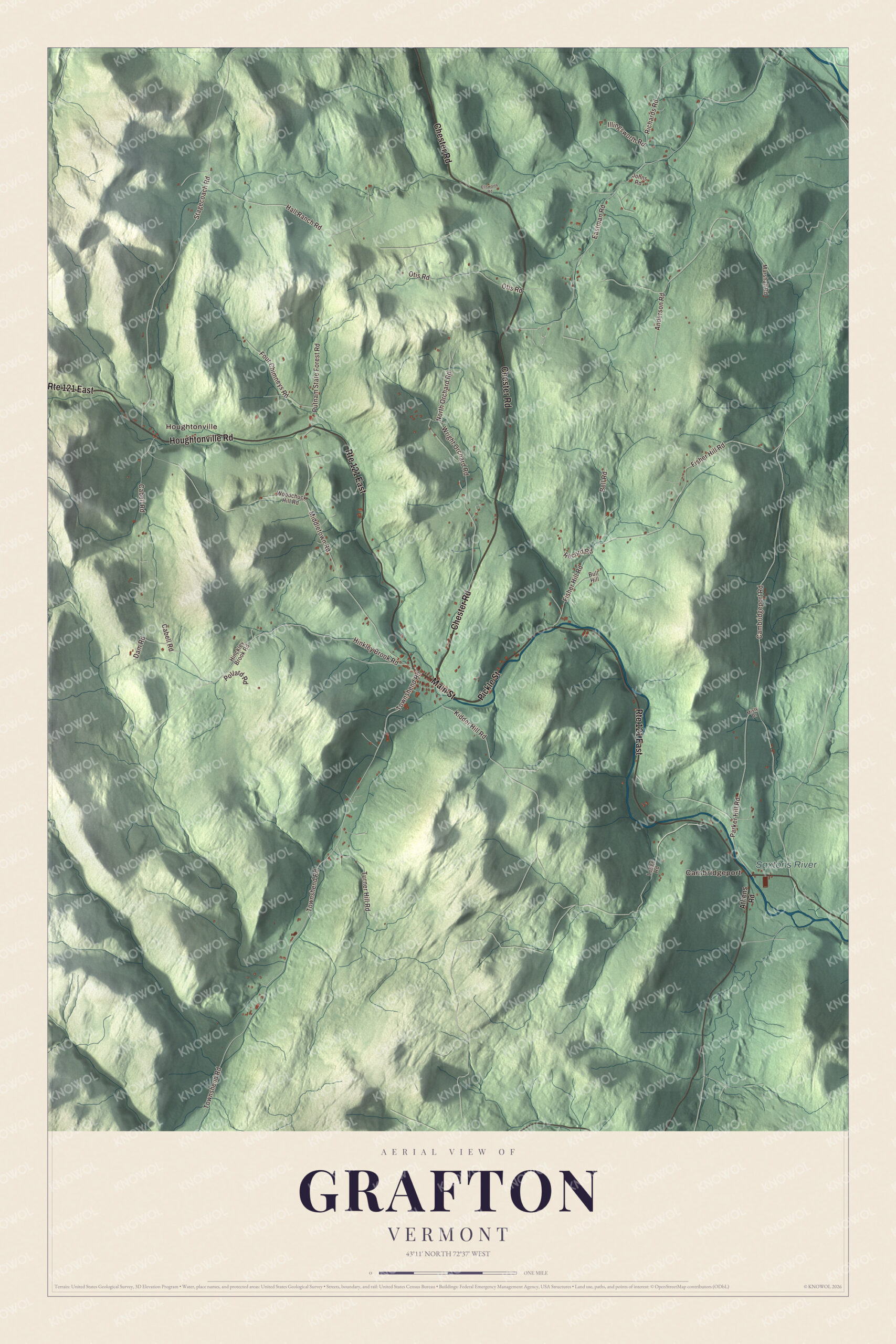 Protected watermarked complete map of Grafton, Vermont