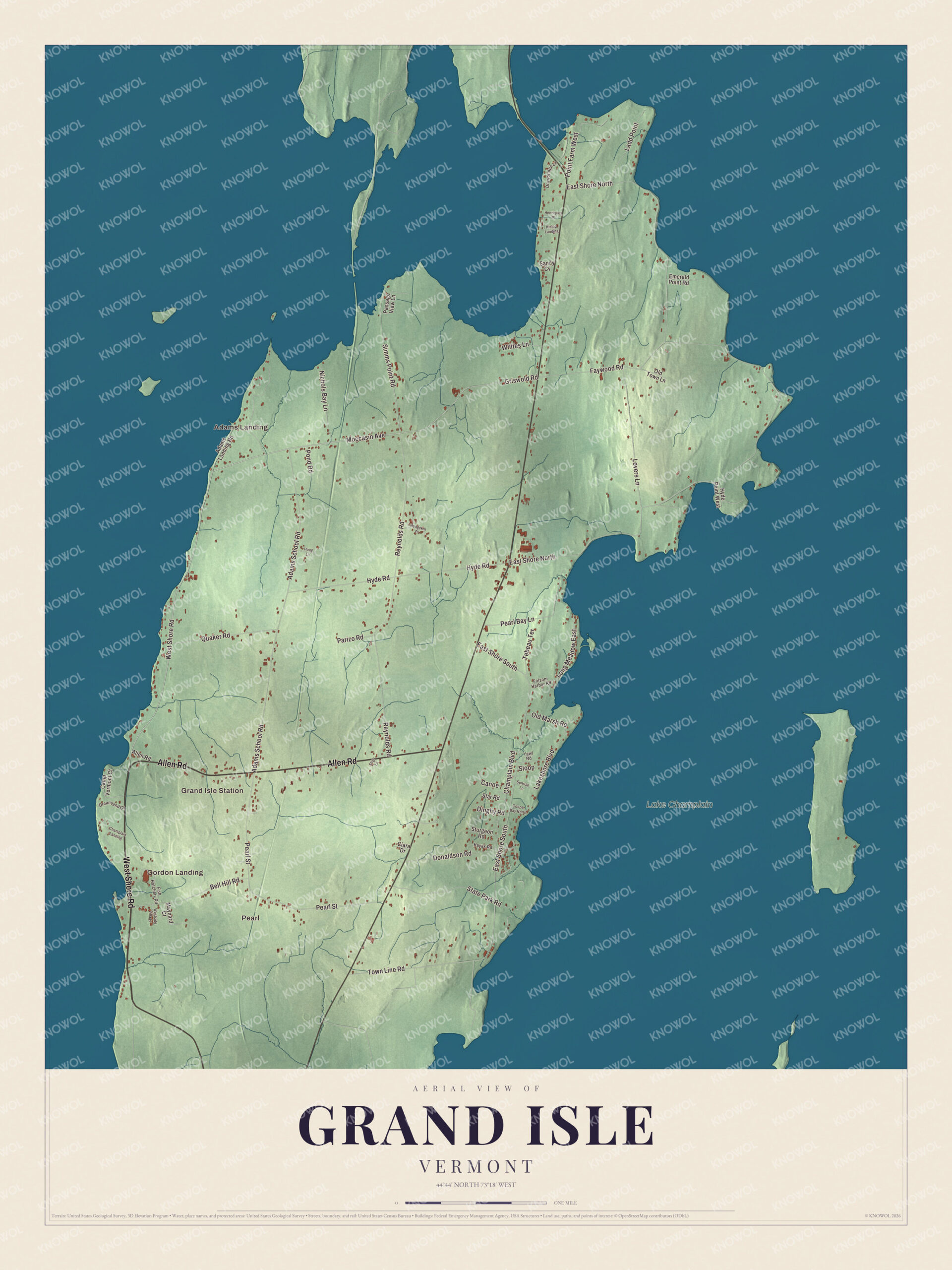 Protected watermarked complete map of Grand Isle, Vermont