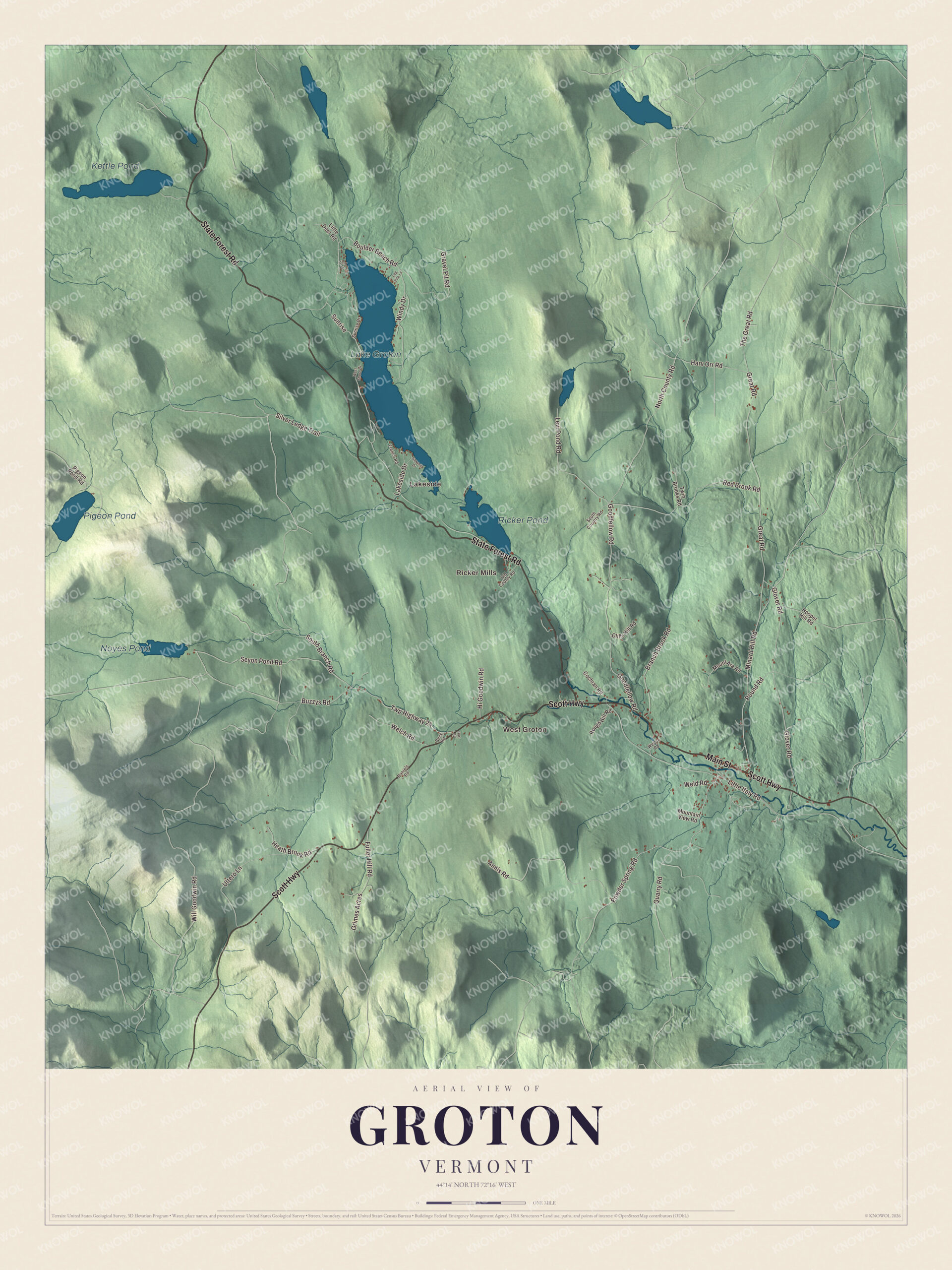 Protected watermarked complete map of Groton, Vermont