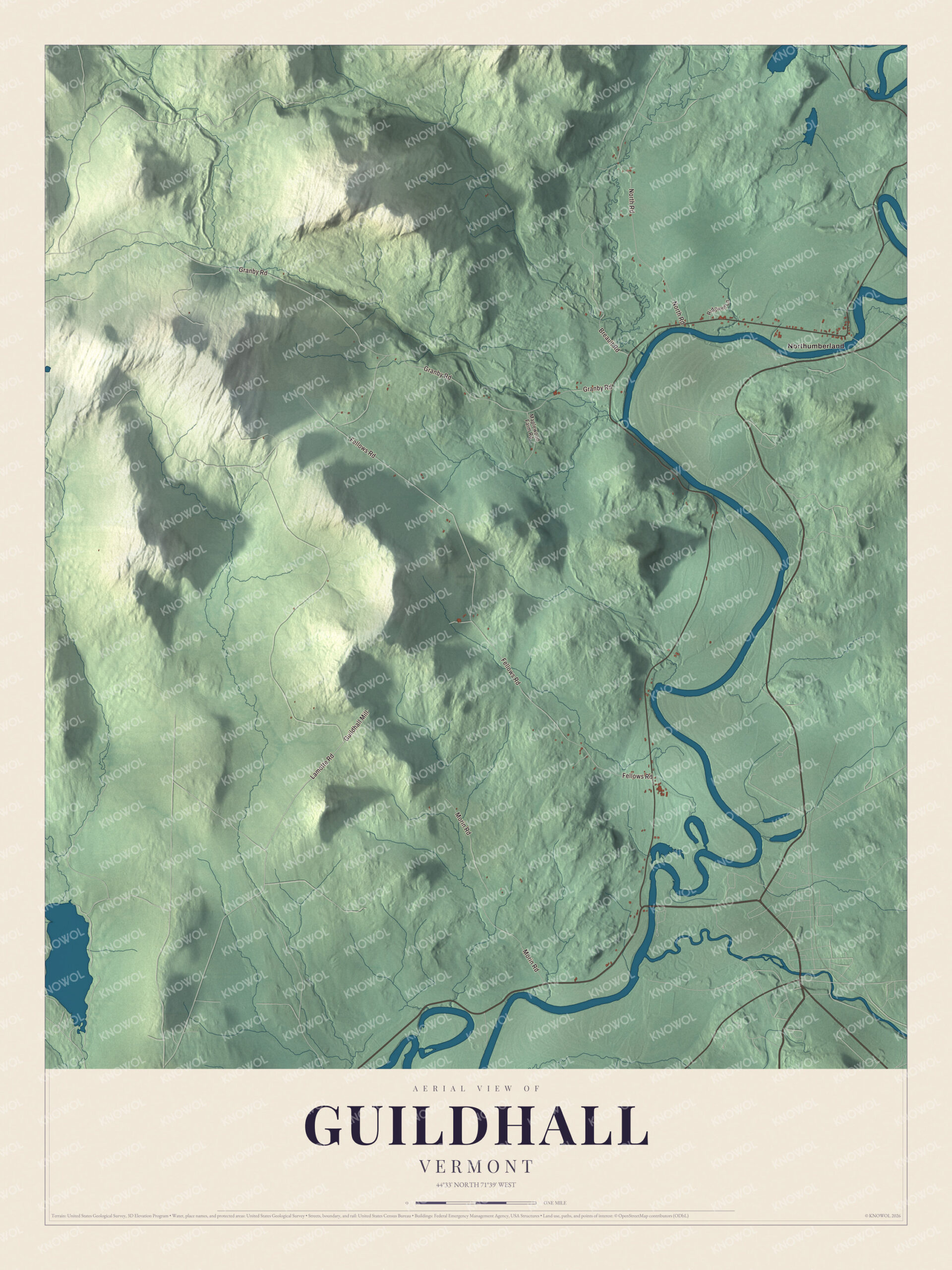 Protected watermarked complete map of Guildhall, Vermont