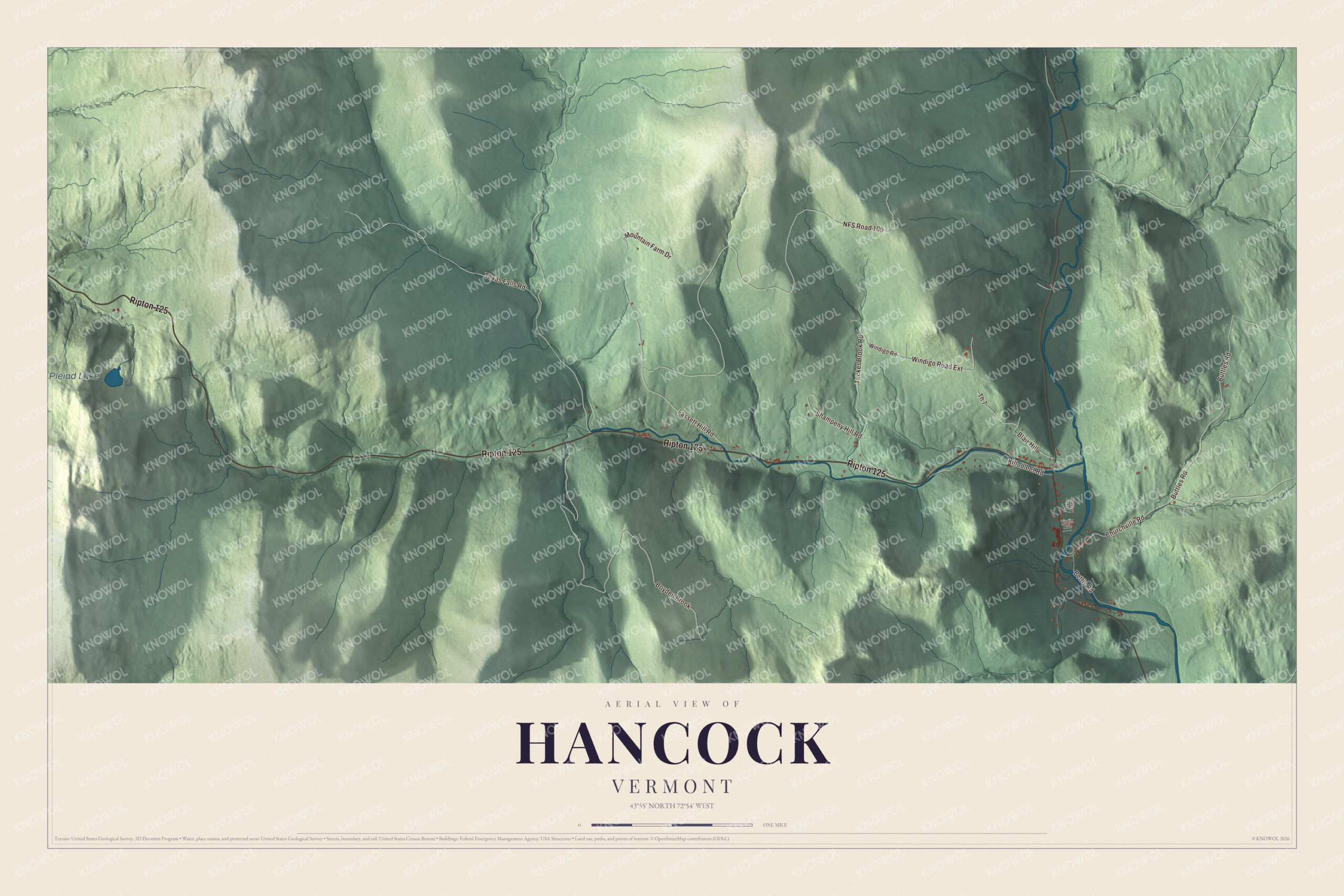 Protected watermarked complete map of Hancock, Vermont