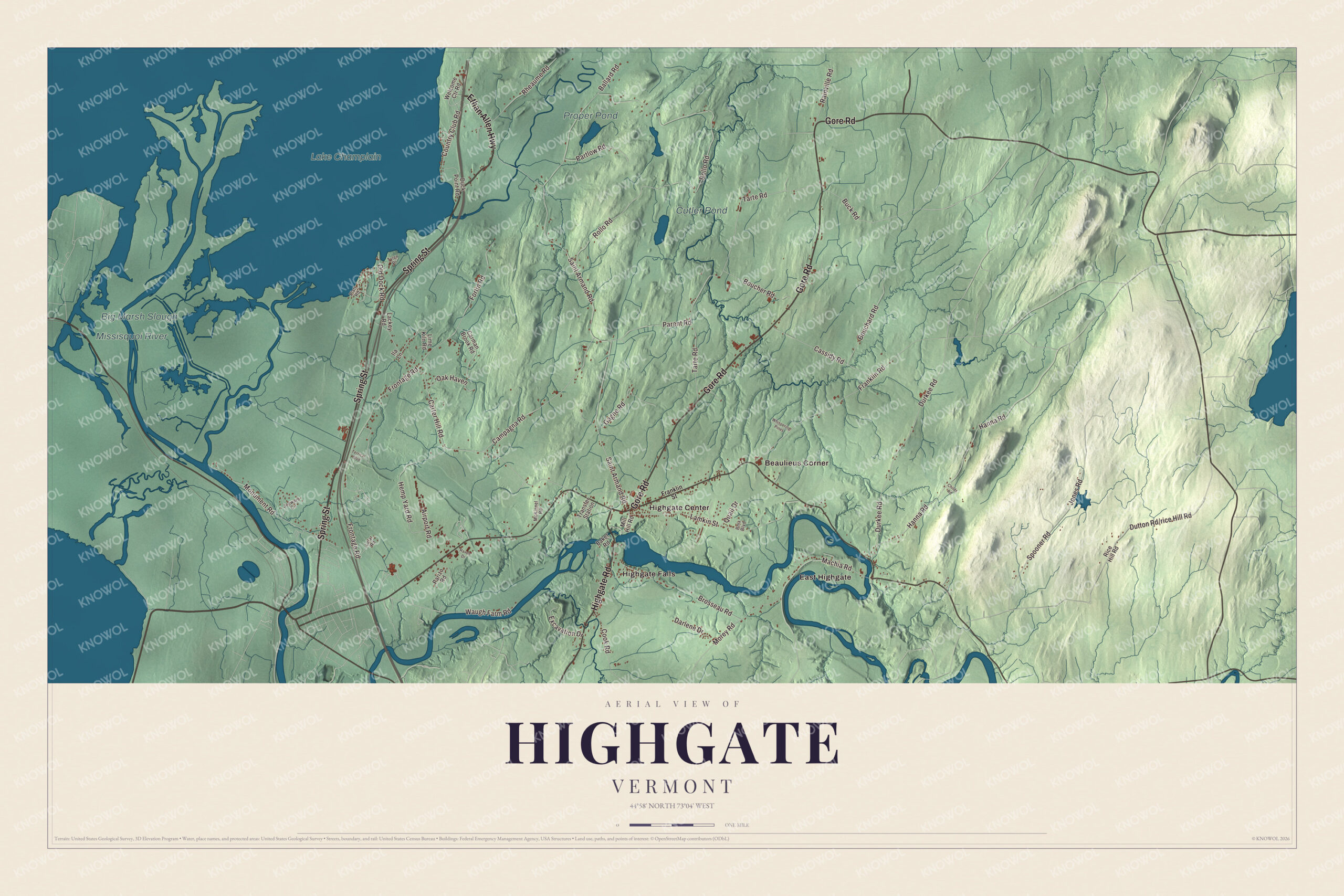 Protected watermarked complete map of Highgate, Vermont