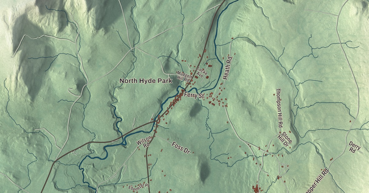 Map of Hyde Park, Vermont