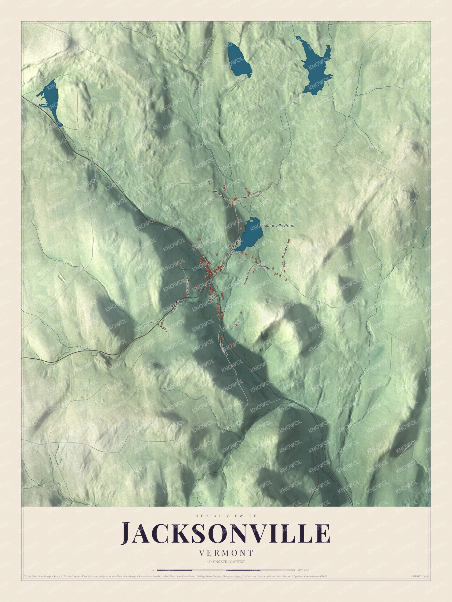 Protected watermarked complete map of Jacksonville, Vermont