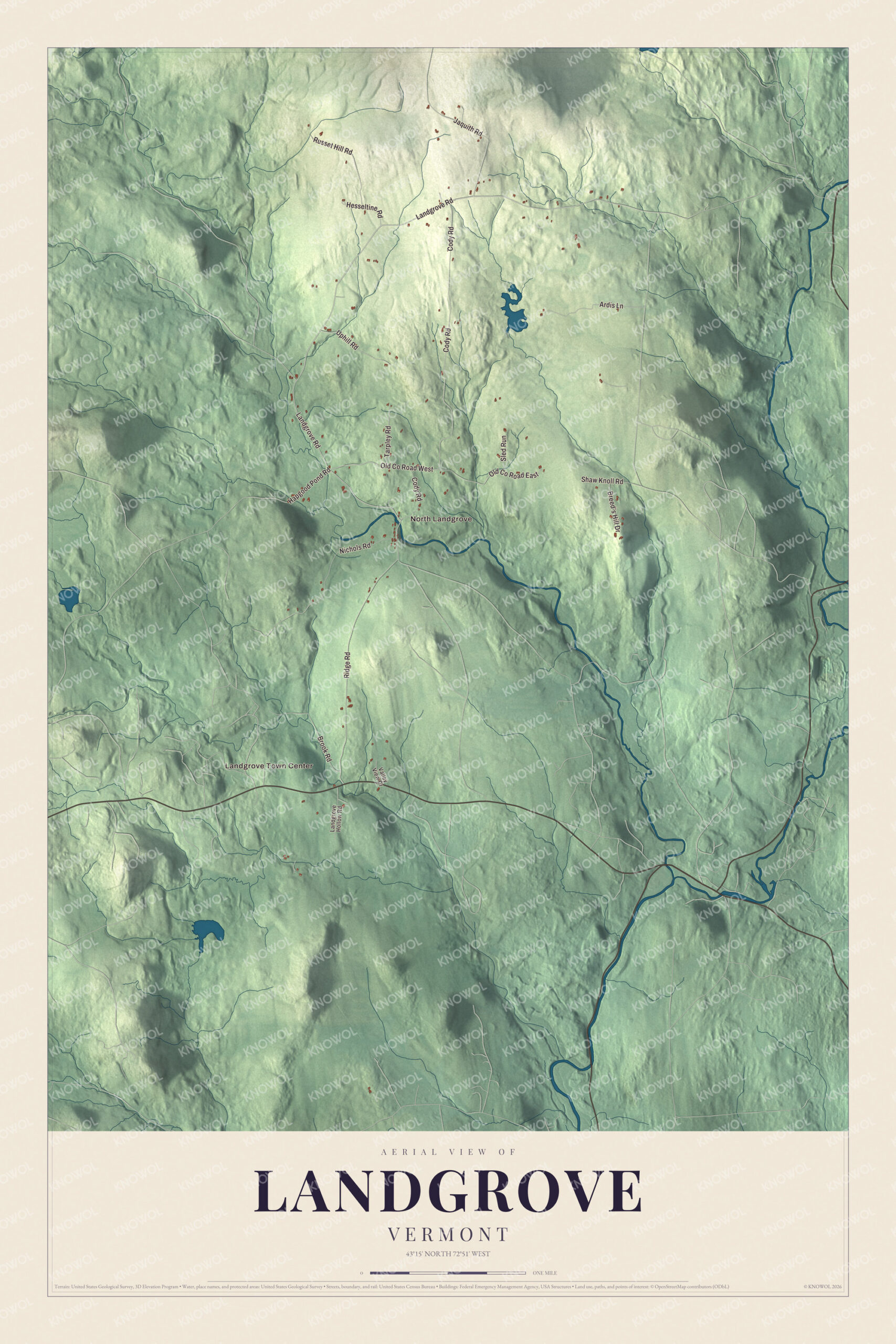 Protected watermarked complete map of Landgrove, Vermont