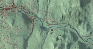 Close-up of the Ludlow, Vermont aerial map