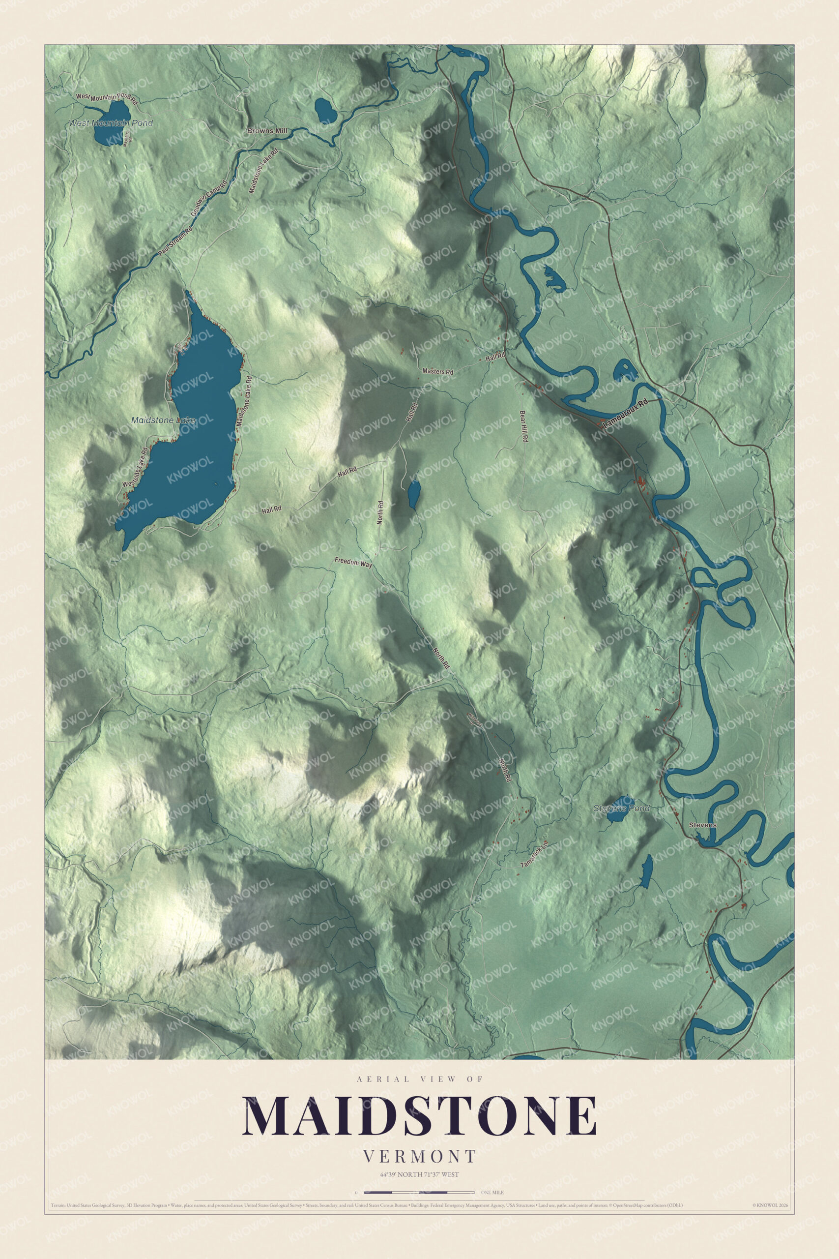 Protected watermarked complete map of Maidstone, Vermont