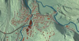 Close-up of the Orleans, Vermont aerial map
