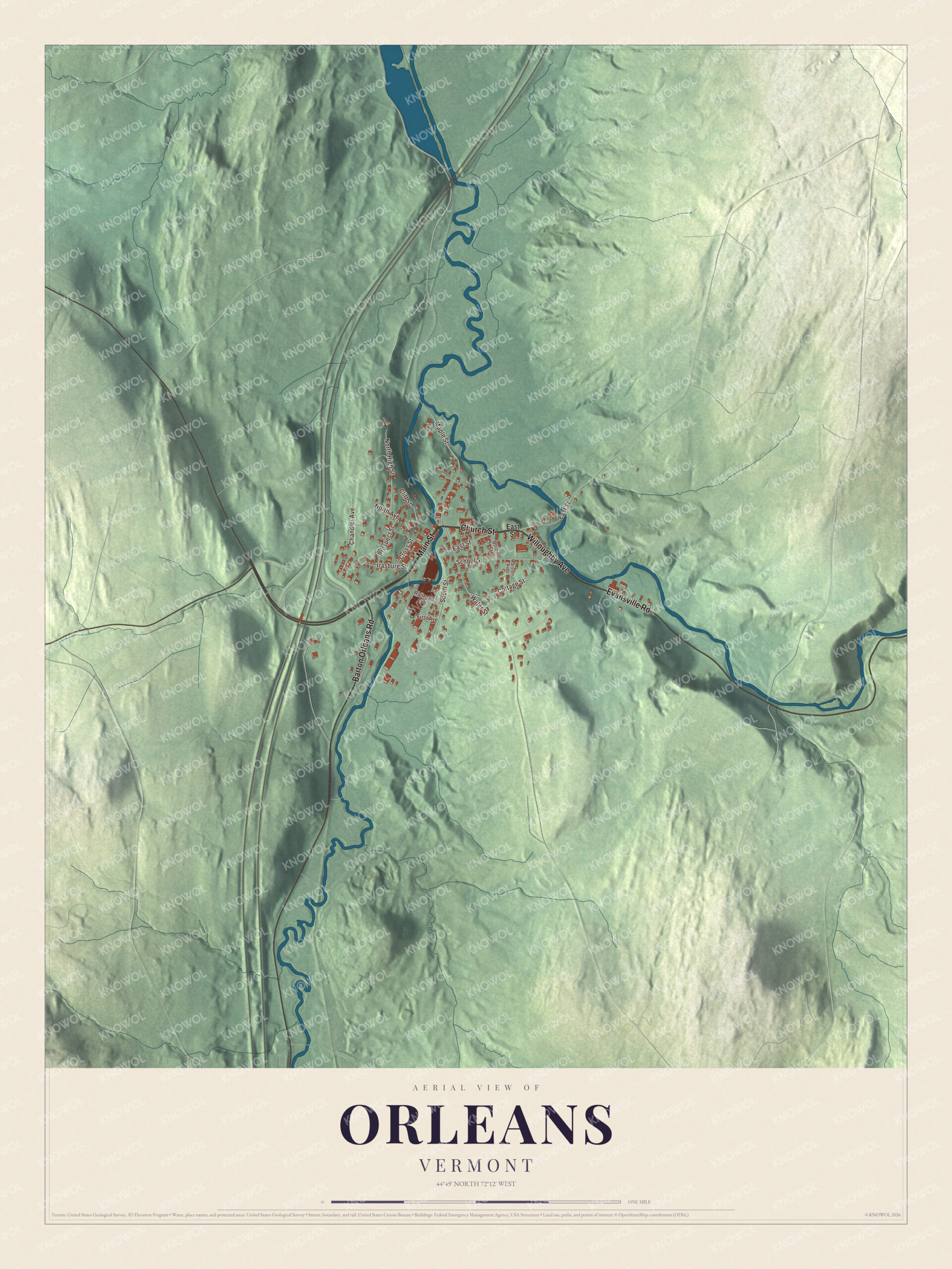 Protected watermarked complete map of Orleans, Vermont