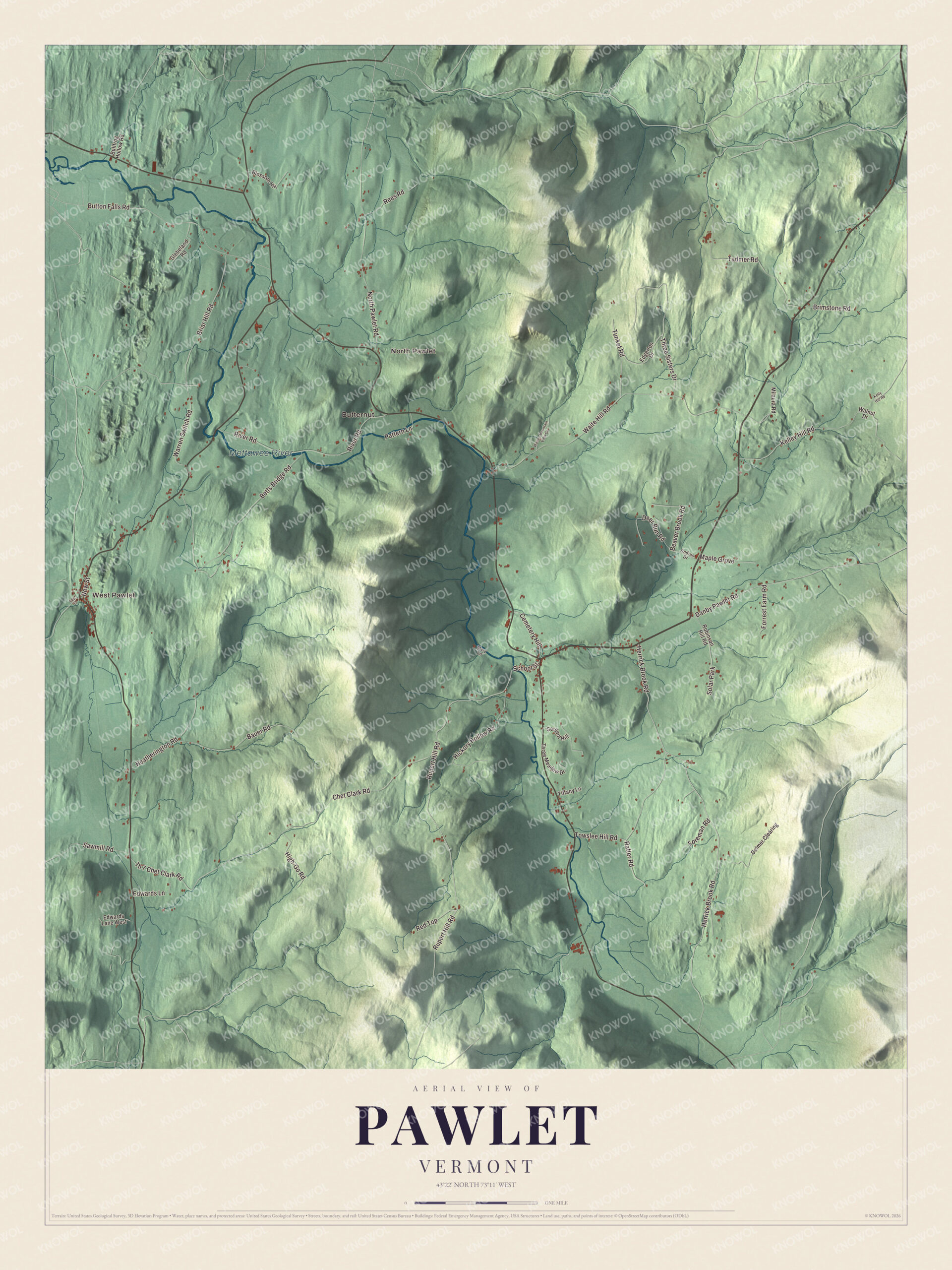 Protected watermarked complete map of Pawlet, Vermont