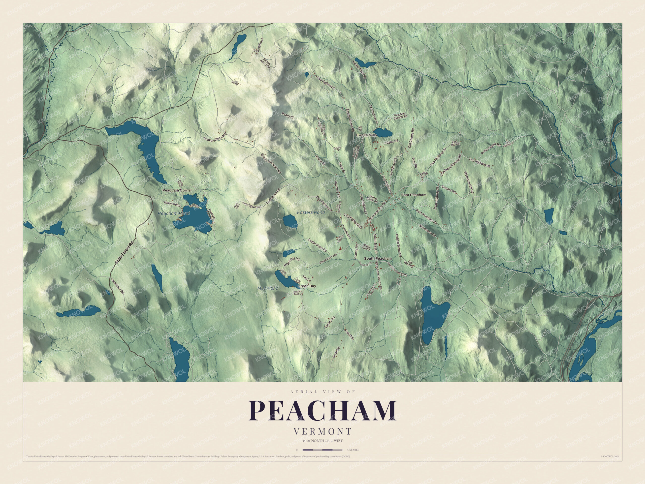 Protected watermarked complete map of Peacham, Vermont