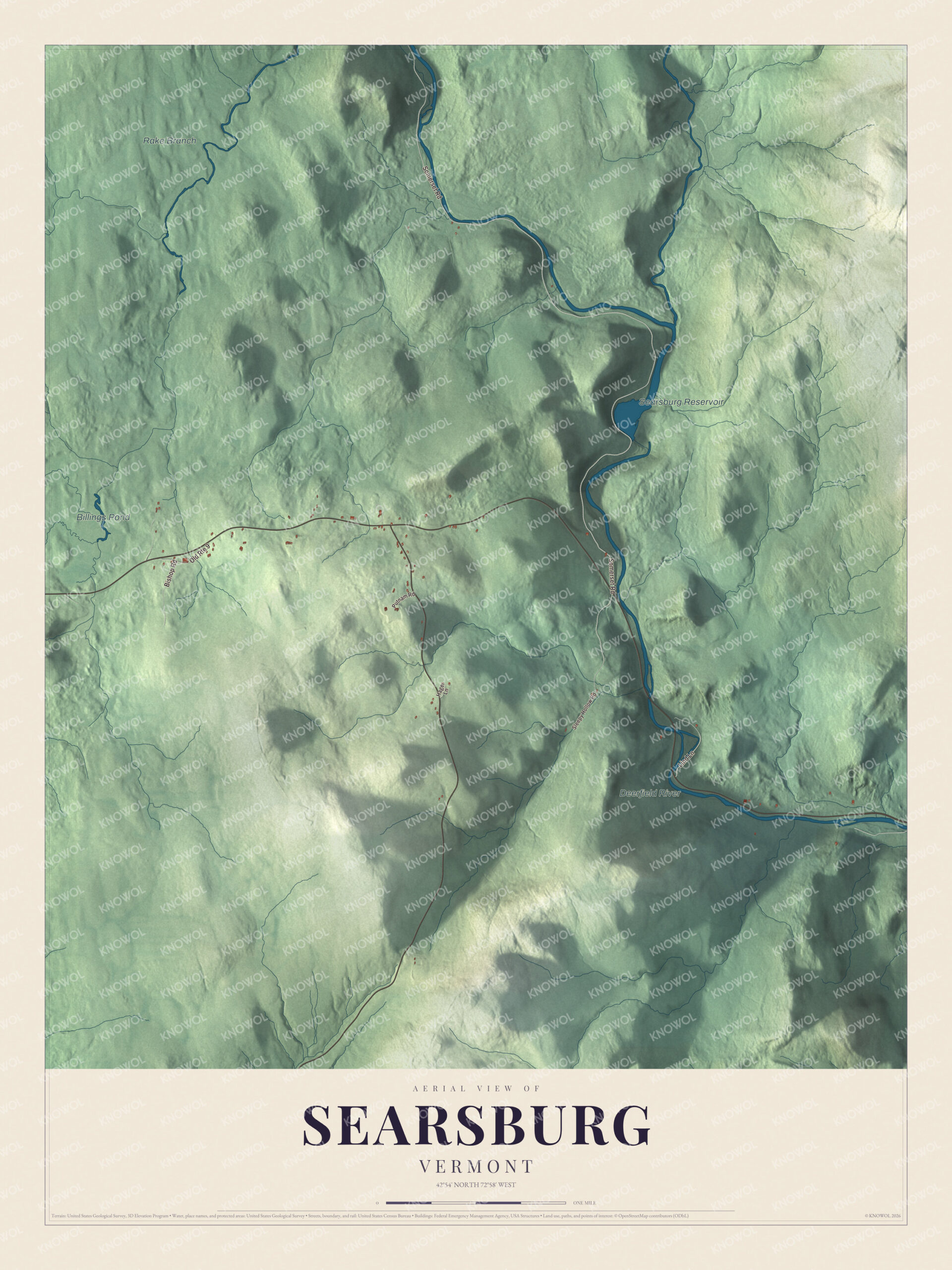 Protected watermarked complete map of Searsburg, Vermont