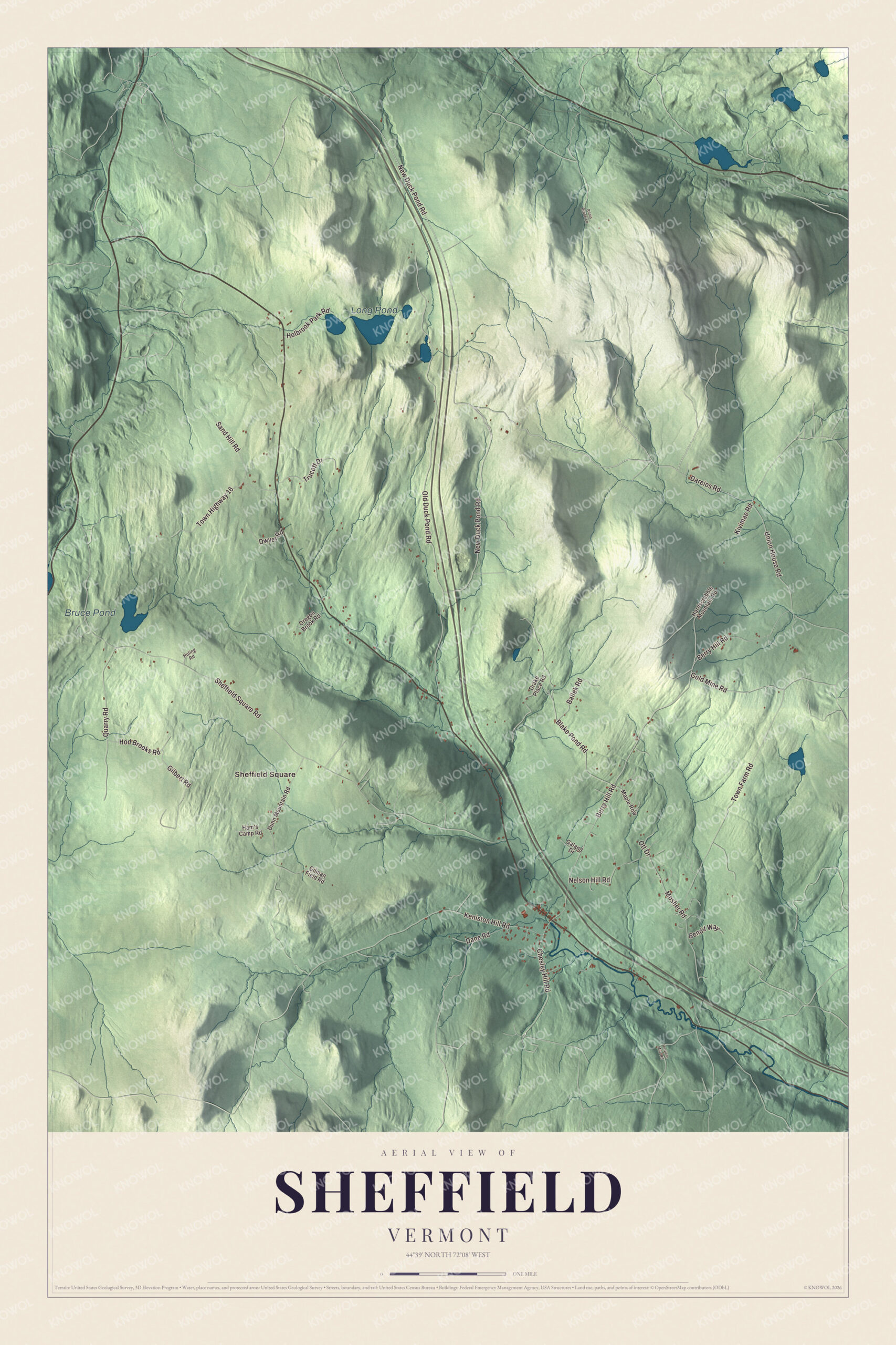 Protected watermarked complete map of Sheffield, Vermont