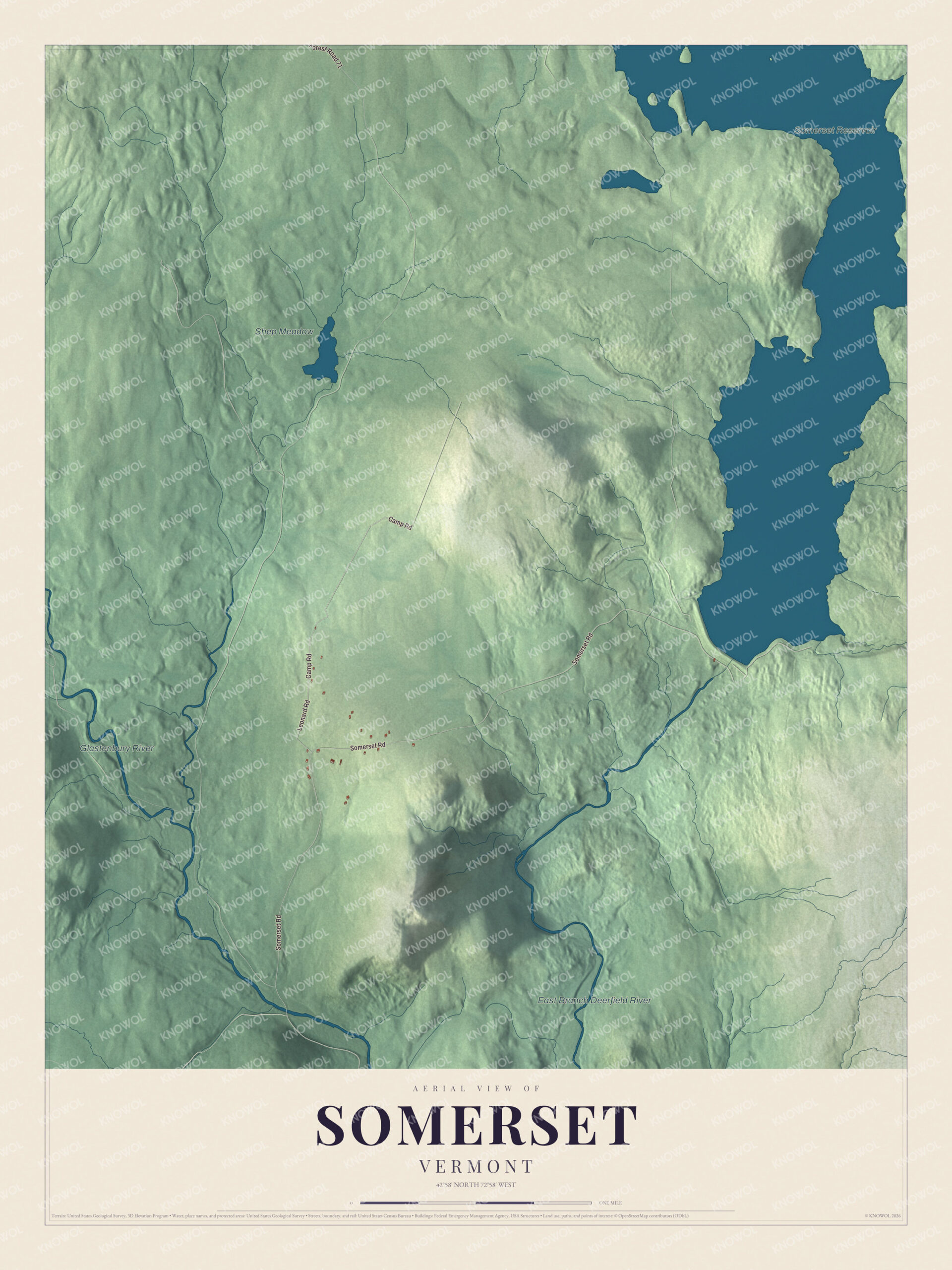 Protected watermarked complete map of Somerset, Vermont