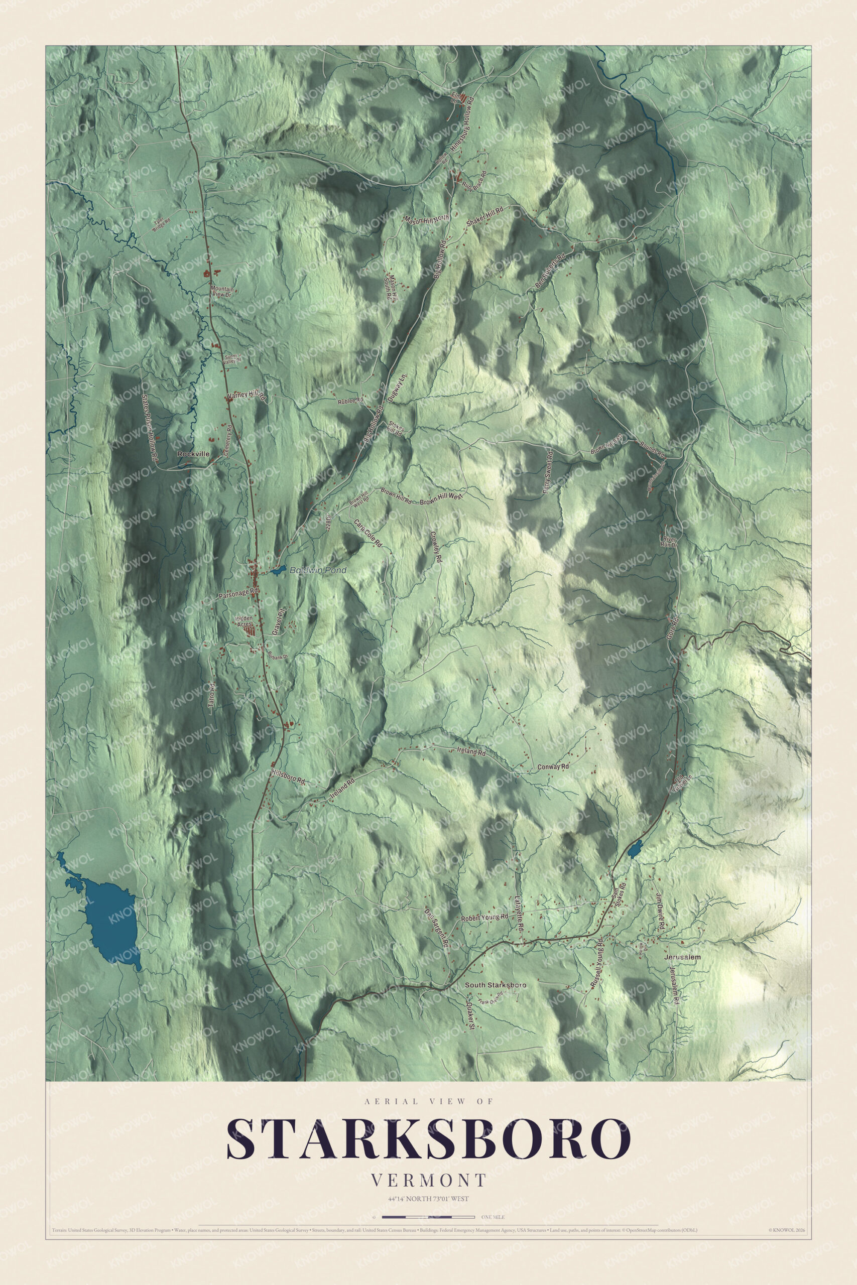 Protected watermarked complete map of Starksboro, Vermont