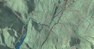 Close-up of the Stowe, Vermont aerial map