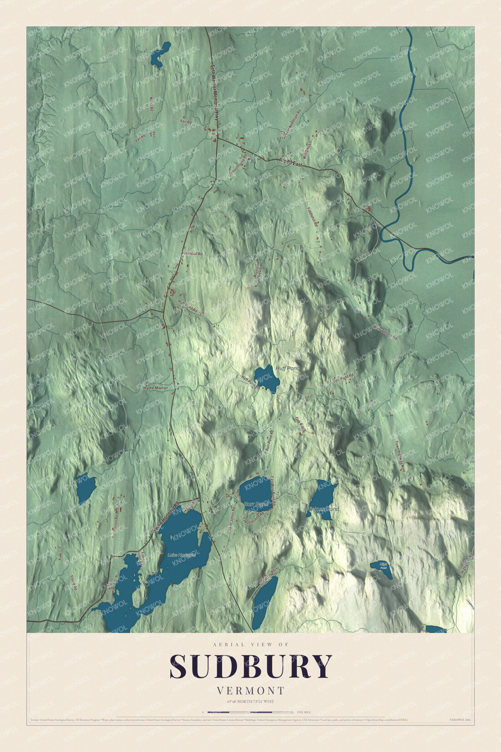 Protected watermarked complete map of Sudbury, Vermont