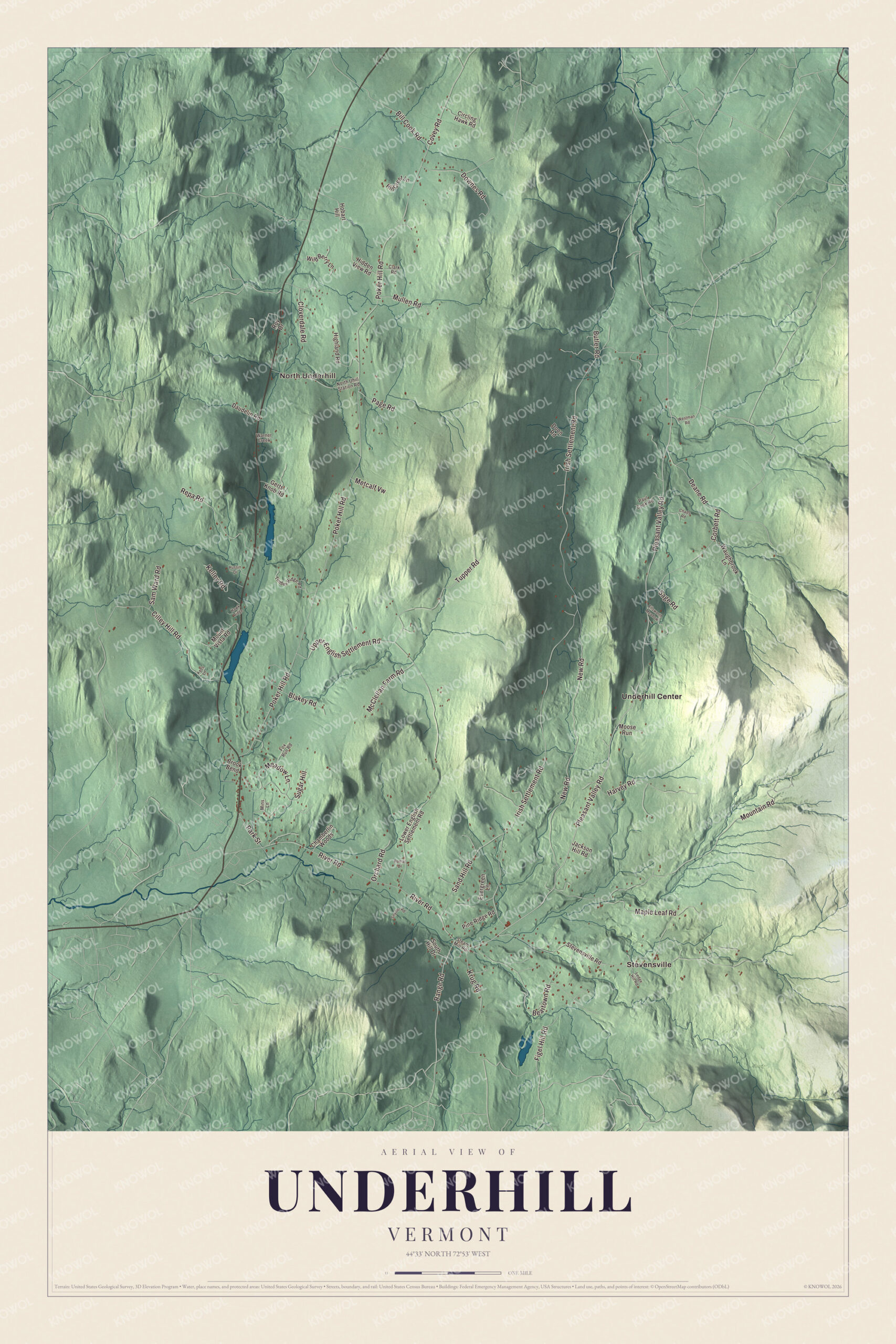Protected watermarked complete map of Underhill, Vermont