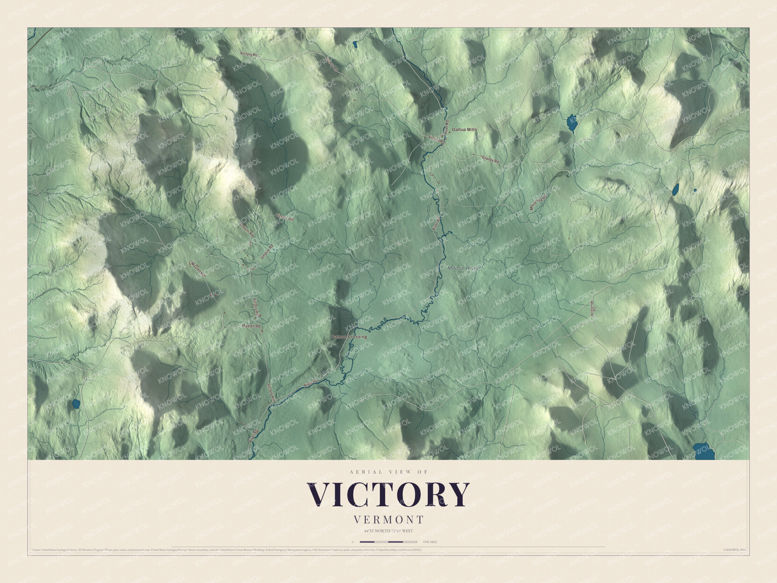 Protected watermarked complete map of Victory, Vermont