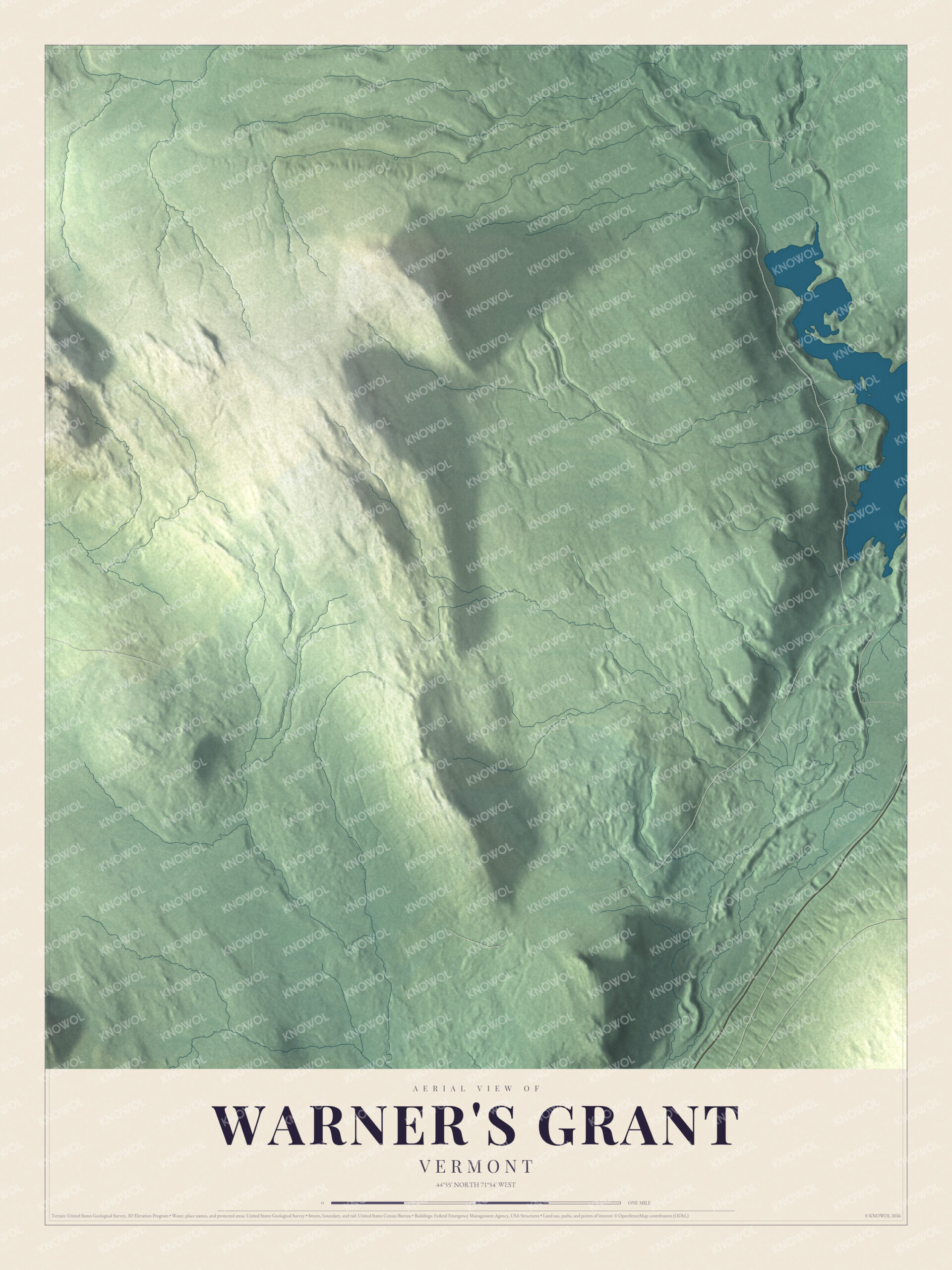 Protected watermarked complete map of Warner's Grant, Vermont