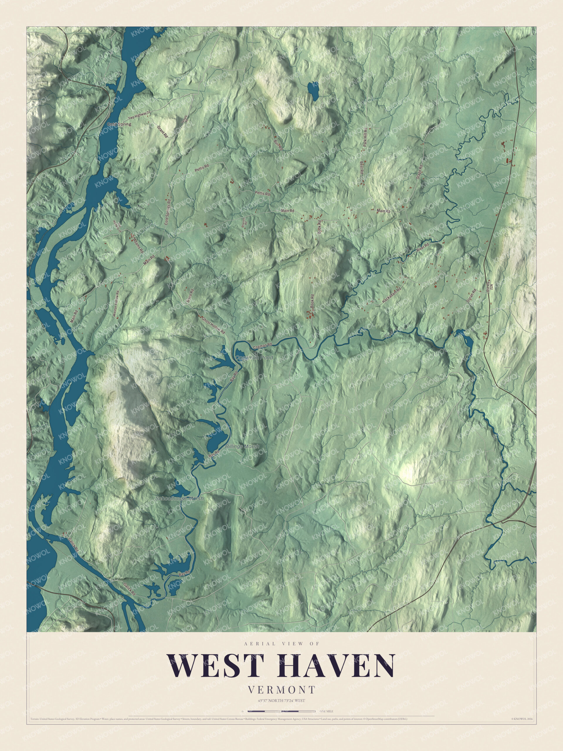 Protected watermarked complete map of West Haven, Vermont