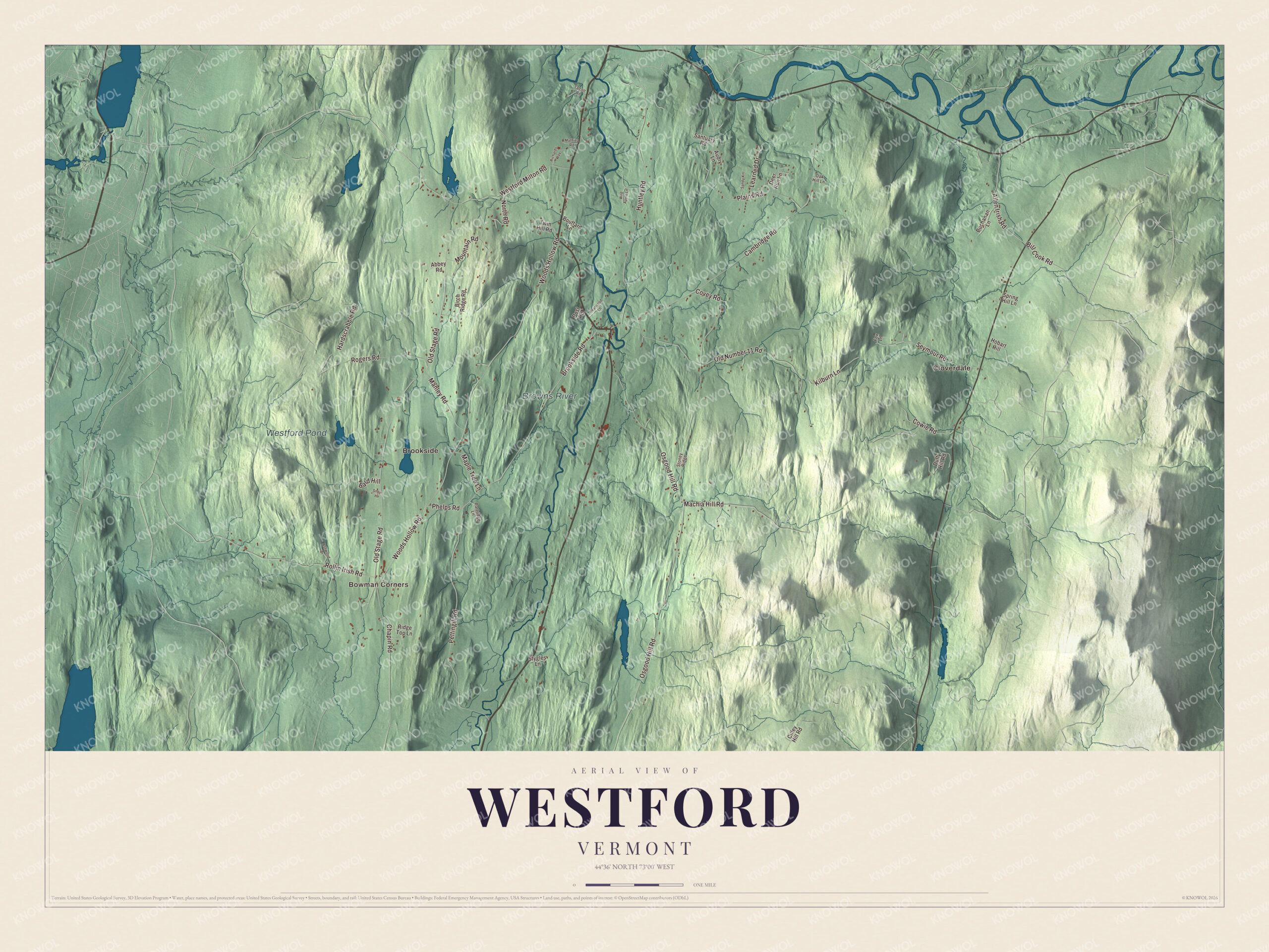 Protected watermarked complete map of Westford, Vermont