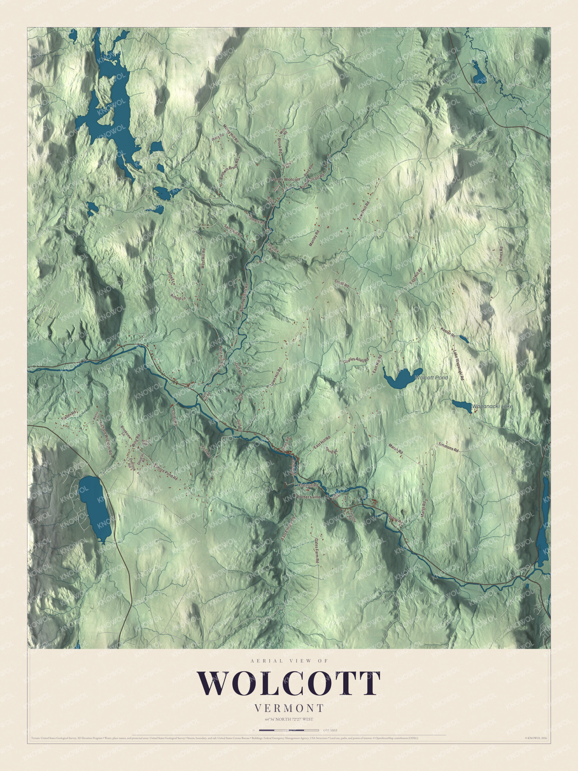 Protected watermarked complete map of Wolcott, Vermont