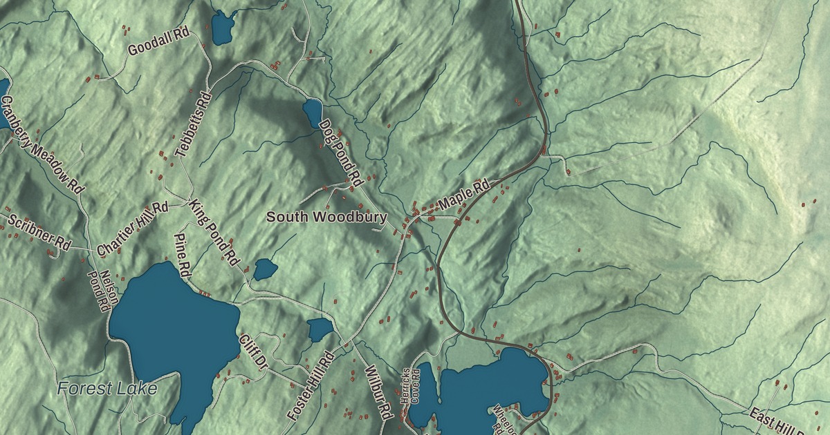 Map of Woodbury, Vermont